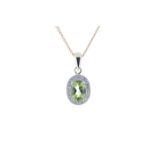 9ct Yellow Gold Diamond And Peridot Pendant 0.11