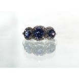 9ct White Gold Created Ceylon Sapphire And Diamond Ring 0.10