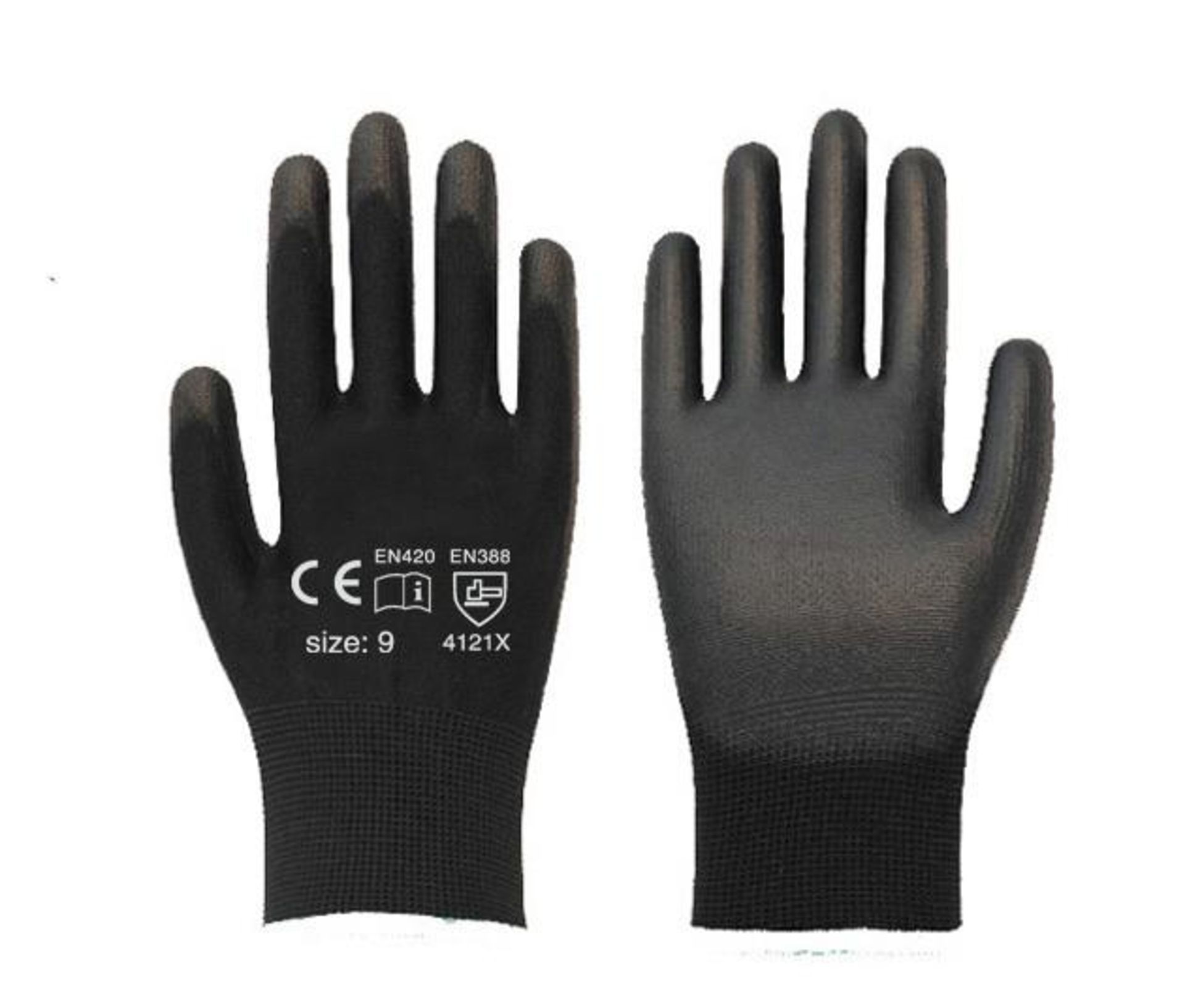 120 Pairs Medium PU Palm Coated Black Gloves Total RRP £240