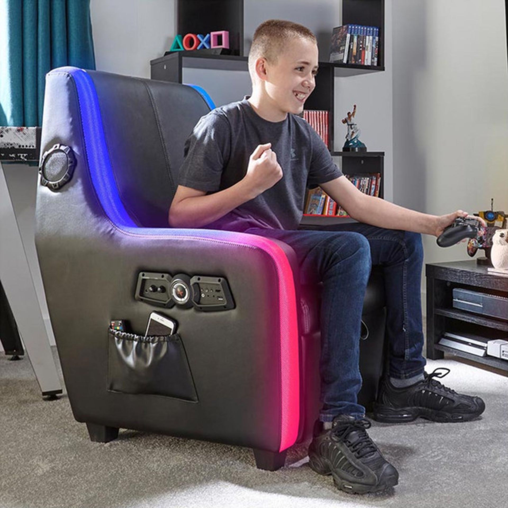 Title: (1/P) RRP £549 X Rocker Premier Maxx 4.1 Audio RGB Gaming Chair Black(H106x W76x D76cm) - Image 5 of 28