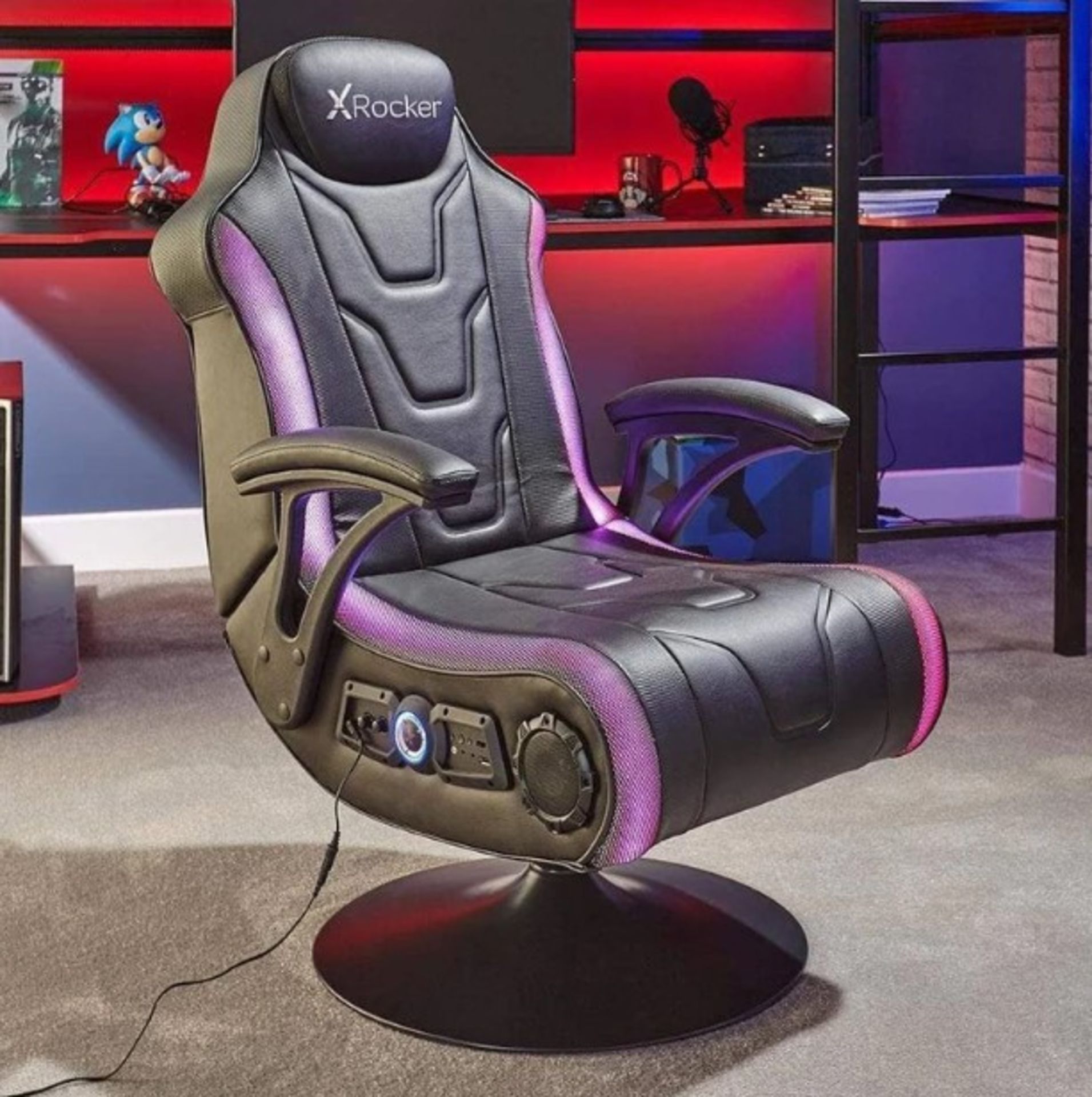 Title: (6/P) RRP £300X Rocker Monsoon RGB 4.1 Gaming ChairDedicated Gaming Chair With LED Lights - Image 4 of 12