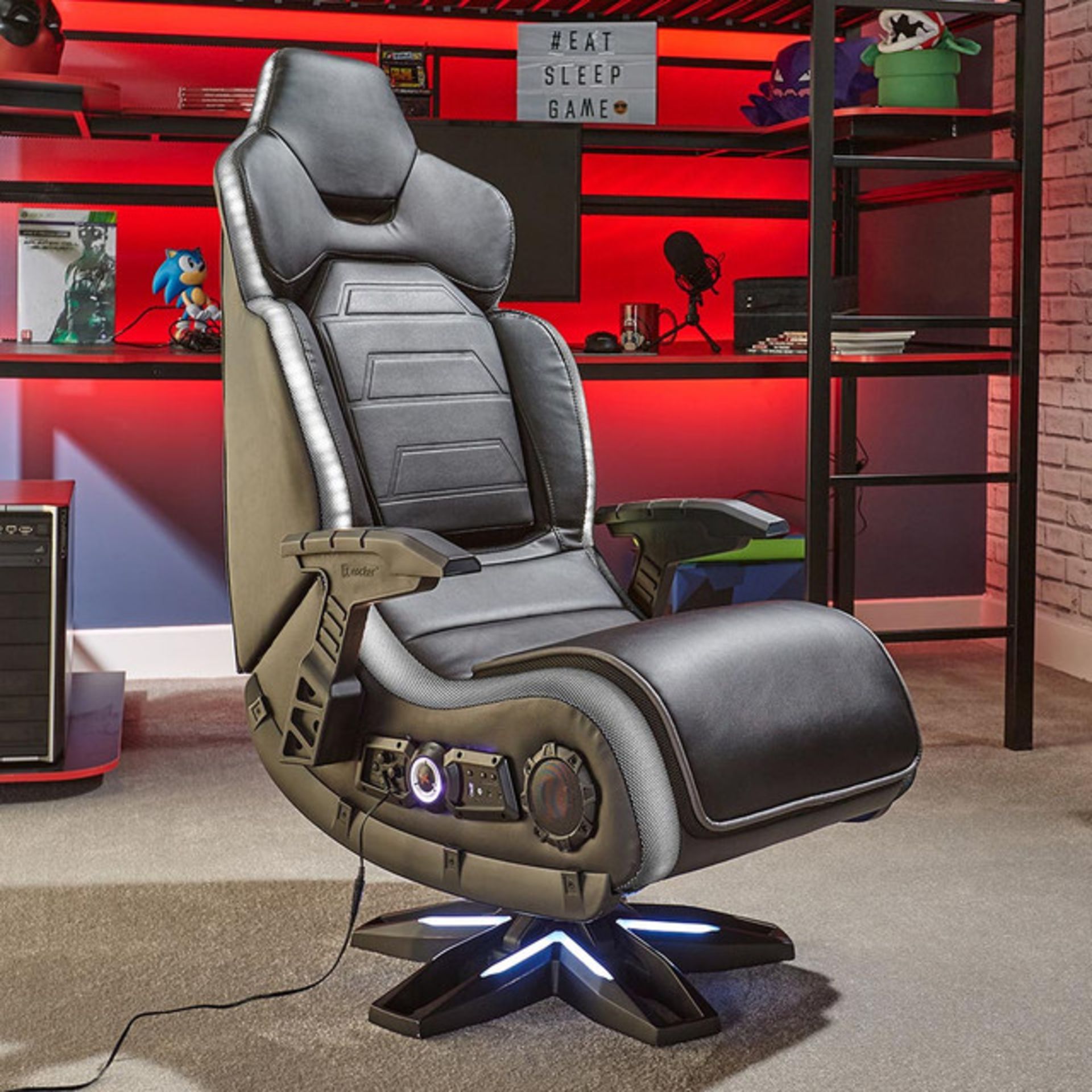 Title: (32/R3) RRP £350X Rocker Evo Elite RGB 4.1 Wireless Gaming Chair With LED Lights(84x 85x - Image 5 of 18