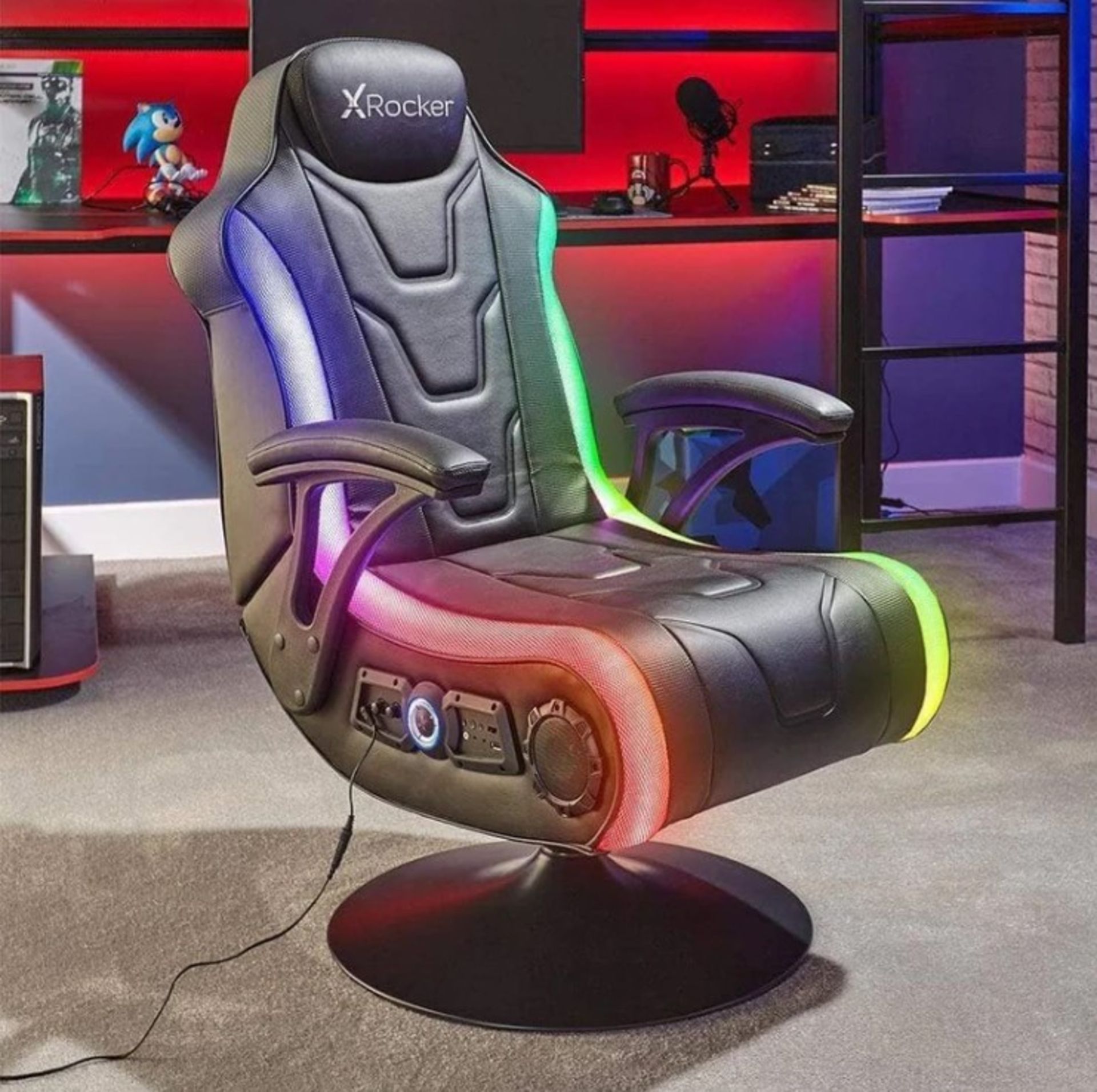 Title: (6/P) RRP £300X Rocker Monsoon RGB 4.1 Gaming ChairDedicated Gaming Chair With LED Lights