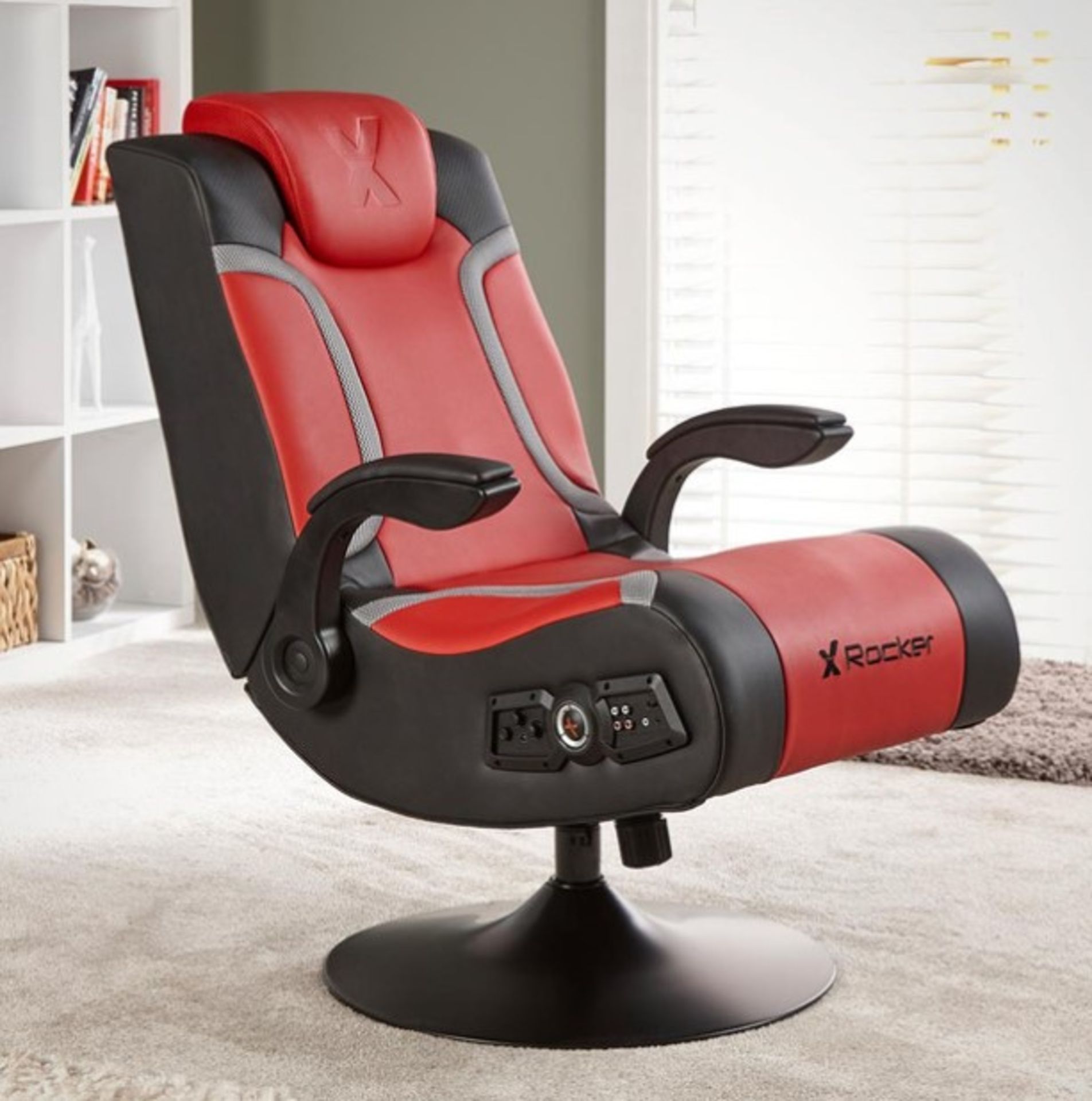 Title: (25/R3) RRP £169X Rocker Vision 2.1 Gaming Chair (Red/Black/Grey)(H94x L91x W62cm)2.1