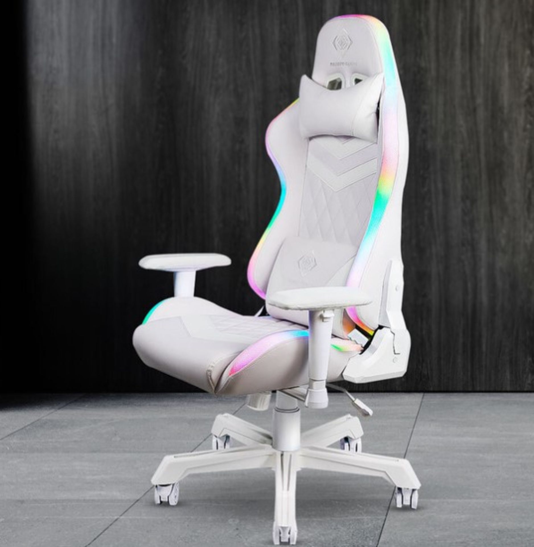 Title: (8/P) RRP £259Deltaco RGB Ergonomic Gaming Chair White332 Colour ModesWipe Clean