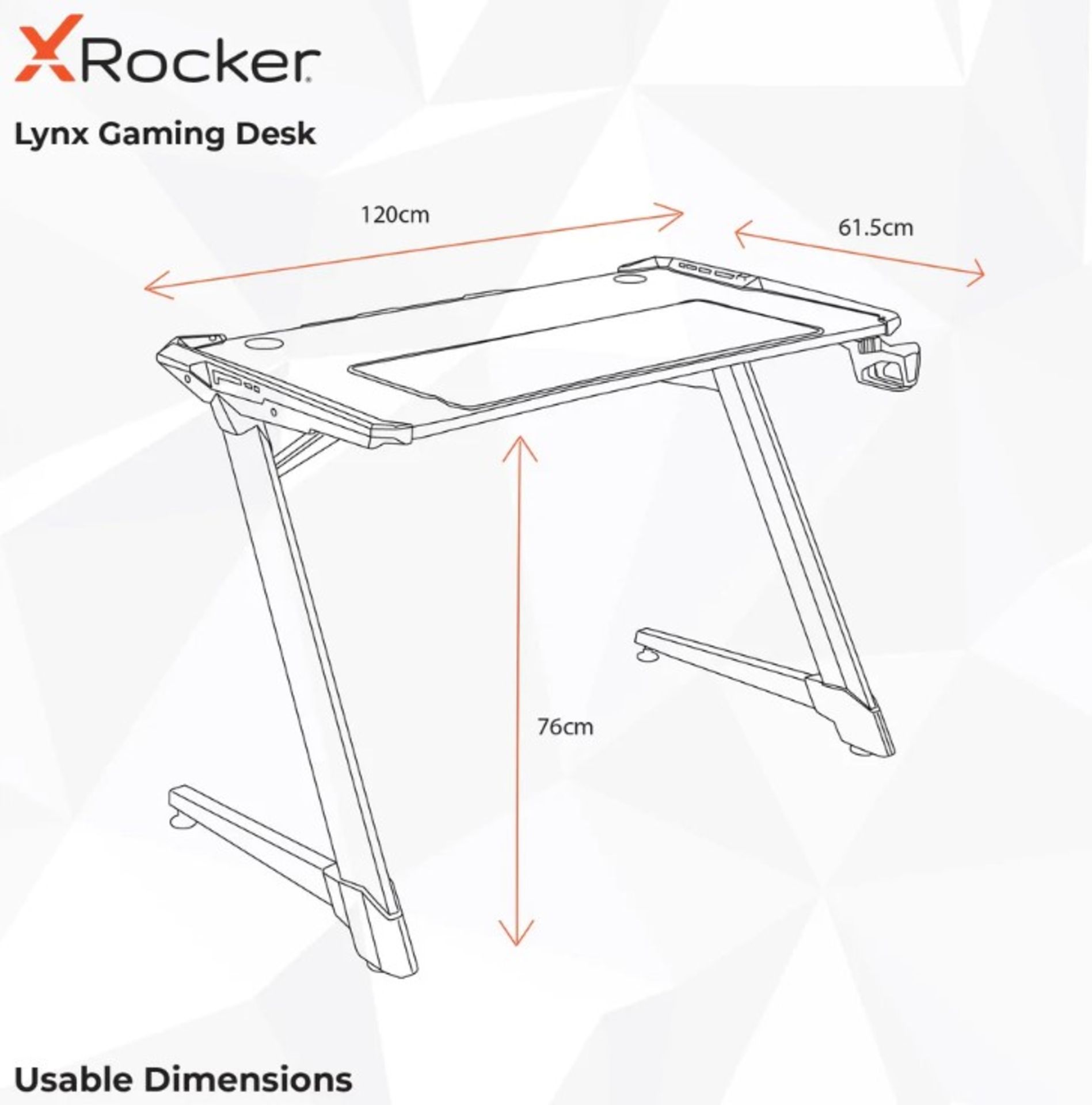 Title: (38/P) RRP £200X Rocker Lynx RGB Gaming Desk With LED LightsNEO Motion RGB - Image 6 of 7