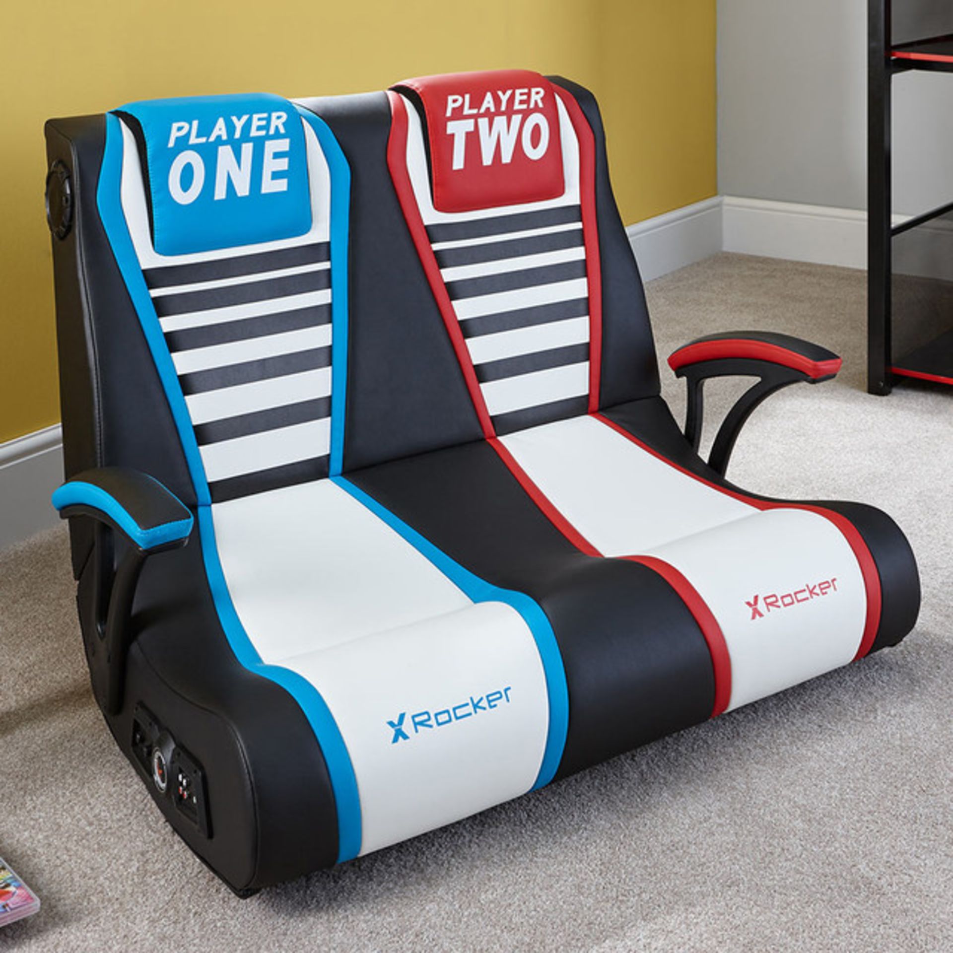 Title: (18/R3) RRP £180X Rocker Dual Rivals 2 Seater Gaming Chair(113x 83x 80cm)2.1 Audio - Image 2 of 17