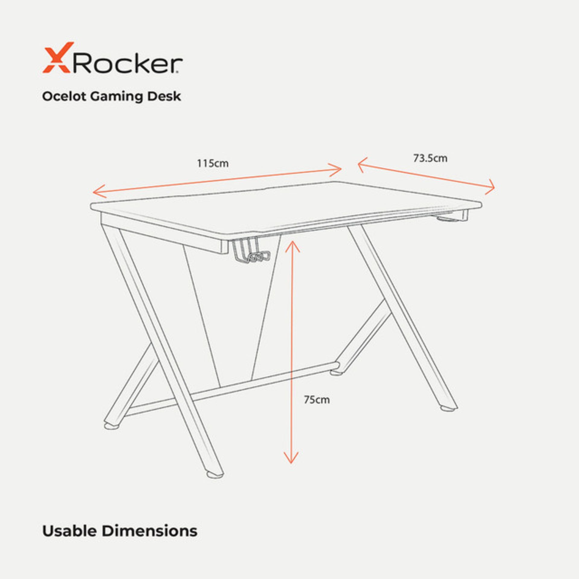 Title: (39/P) RRP £120 X Rocker Ocelot Gaming Desk Blue And Red StickersMade From Heavy Duty - Image 8 of 9