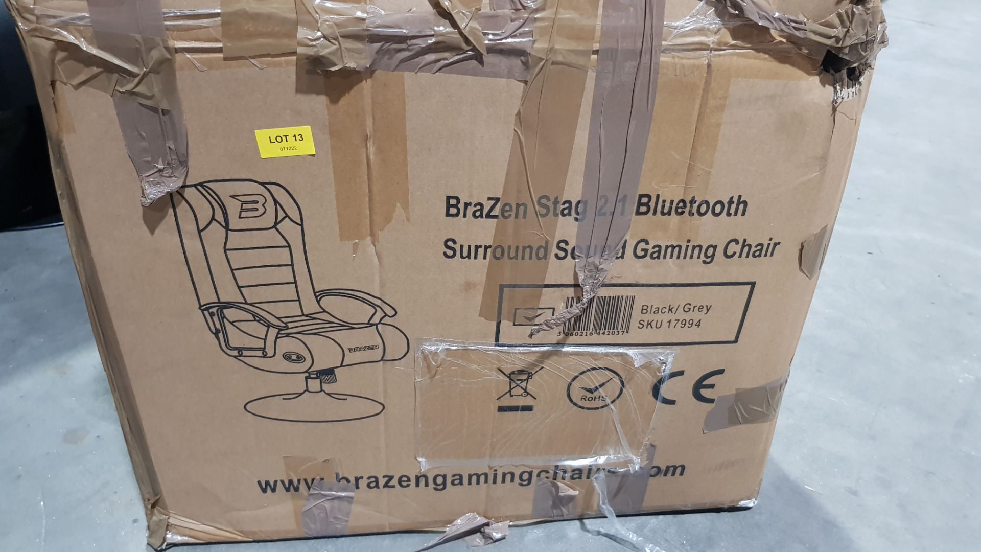 Title: (13/P) RRP £190Brazen Stag 2.1 Bluetooth Surround Sound Gaming Chair (Black/Grey)(H92x - Image 3 of 11