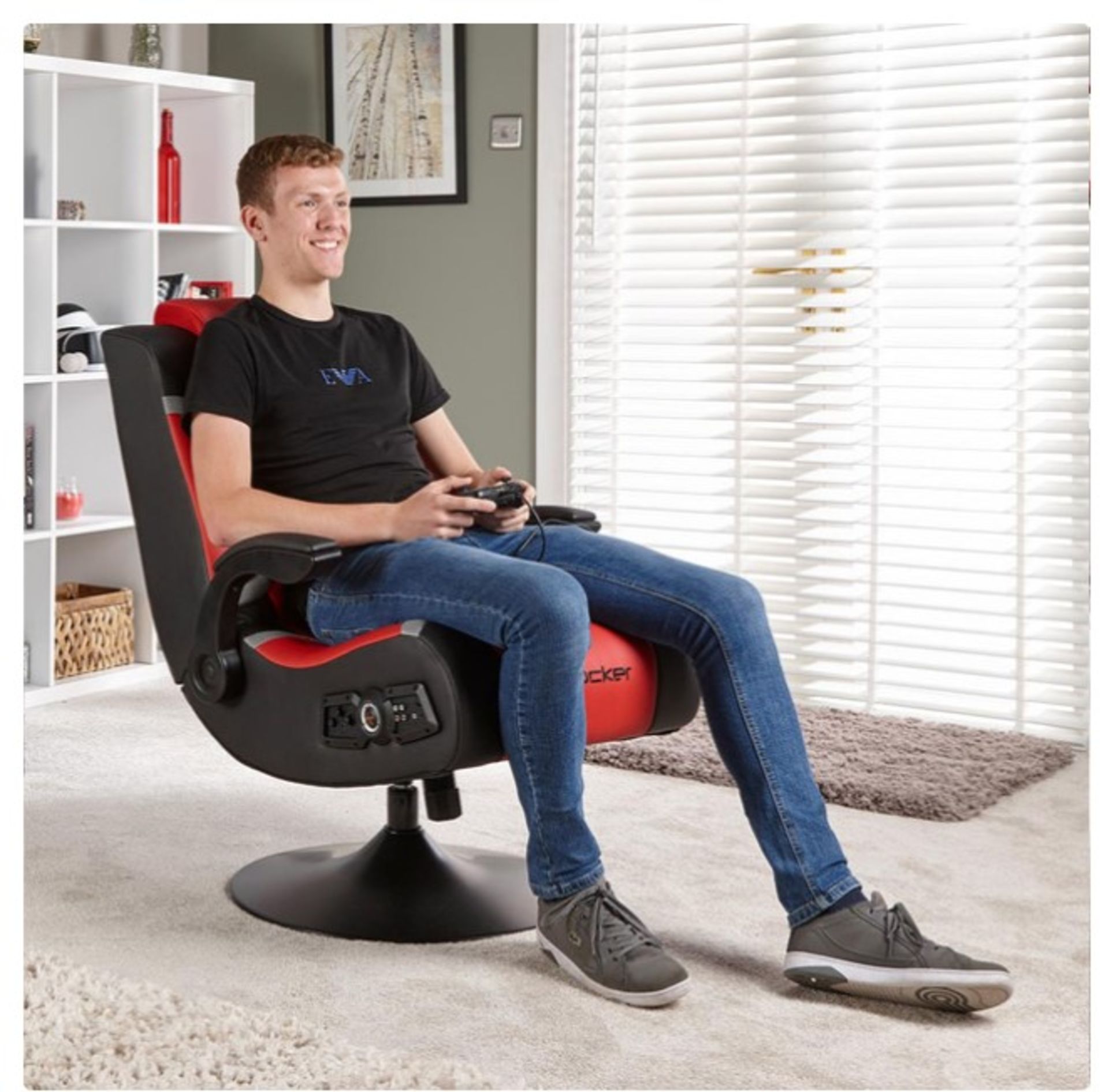 Title: (28/R3) RRP £169X Rocker Vision 2.1 Gaming Chair (Red/Black/Grey)2.1 Surround - Image 2 of 17