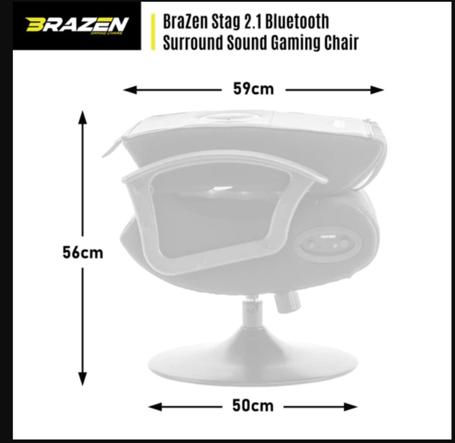 Title: (11/P) RRP £190Brazen Stag 2.1 Bluetooth Surround Sound Gaming Chair (Black/White)(H92x - Image 6 of 12