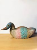 Large Wooden Duck Vintage Hand carved, Painted, Swivel and removable Head