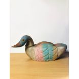 Large Wooden Duck Vintage Hand carved, Painted, Swivel and removable Head