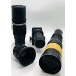 Job lot of Vintage Camera Lens with 2 cases - Hanimex 400mm, soligor 250mm, Helios 44-2, Astron Ma..