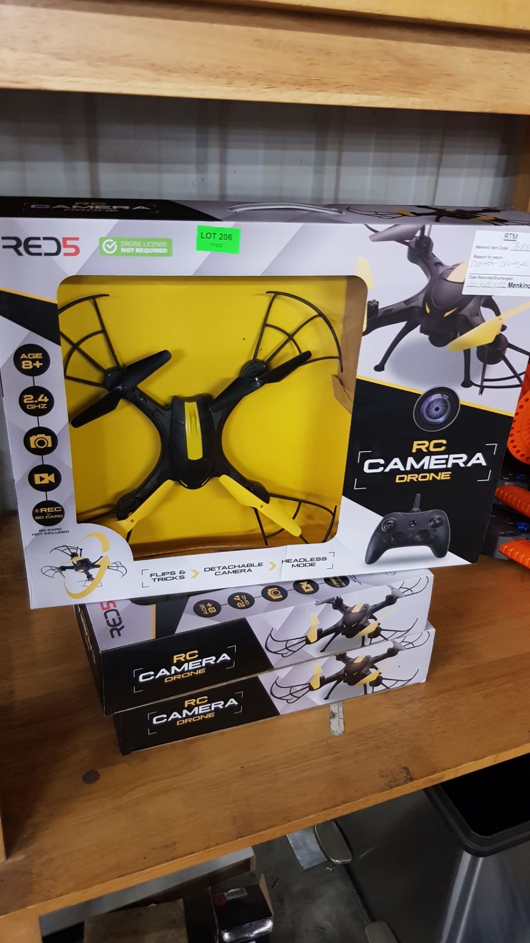 (206/9C) Lot RRP £135. 3x Red5 RC Camera Drone Black/Yellow RRP £45 Each. (All Units Have Return... - Image 4 of 4