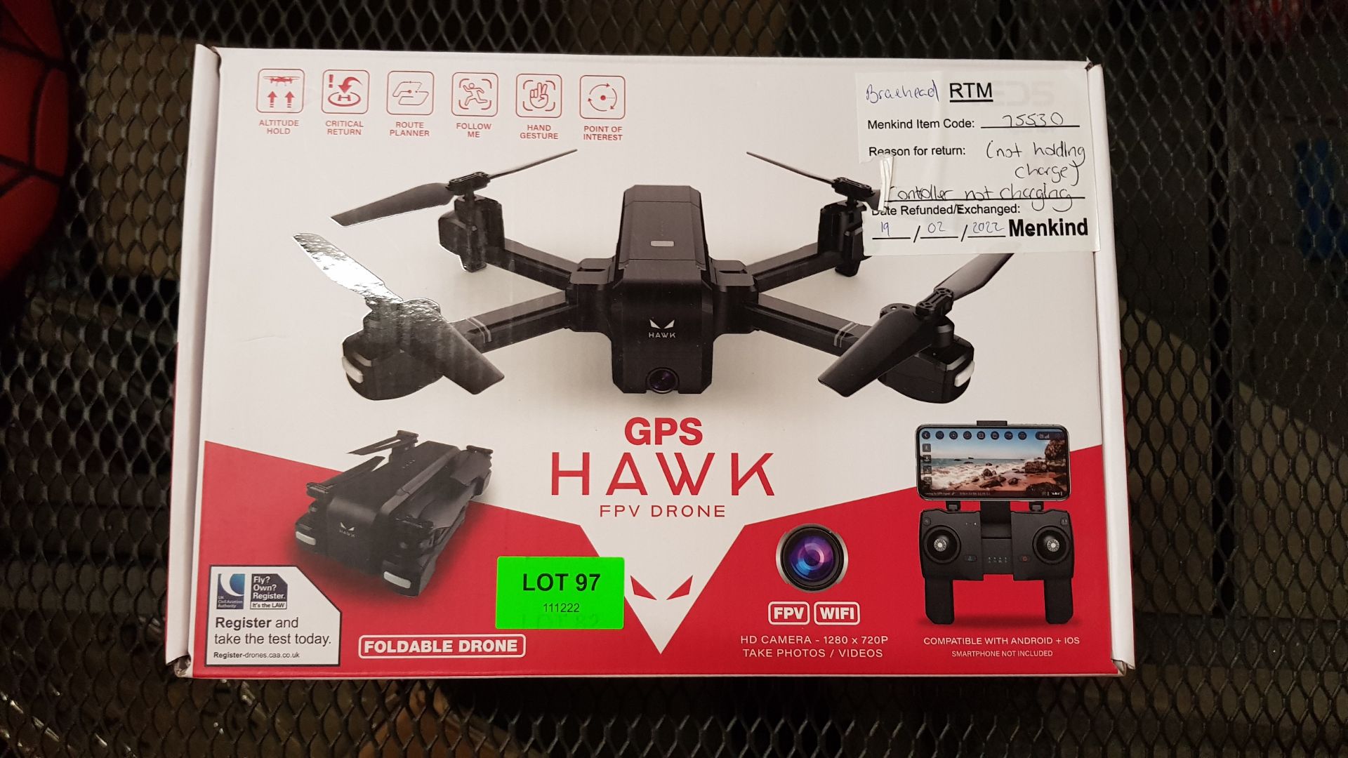(97/R9) RRP £169. Red5 GPS Hawk FPV Drone. (Unit Has Return To Manufacturer Sticker). - Image 7 of 7
