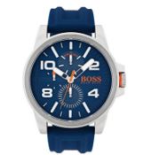 (262/Mez) RRP £172. Hugo Boss Detroit MenÕs Watch Orange 1550008. Band Colour Blue. Band Material...