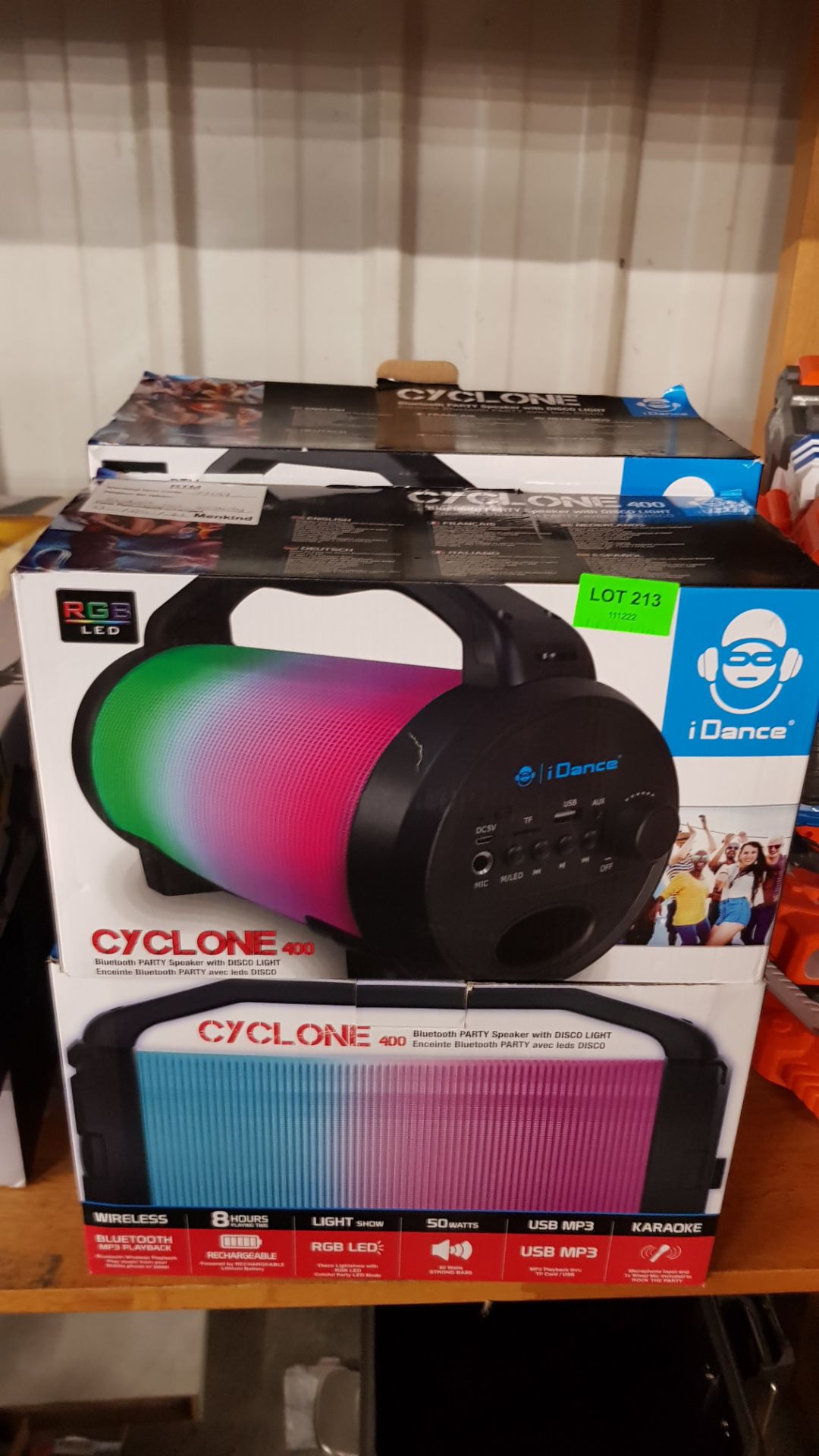 (213/9C) Lot RRP £ 140. 4x iDance Cyclone 400 Bluetooth Party Speaker With Disco Light RRP £35 Ea... - Image 5 of 5