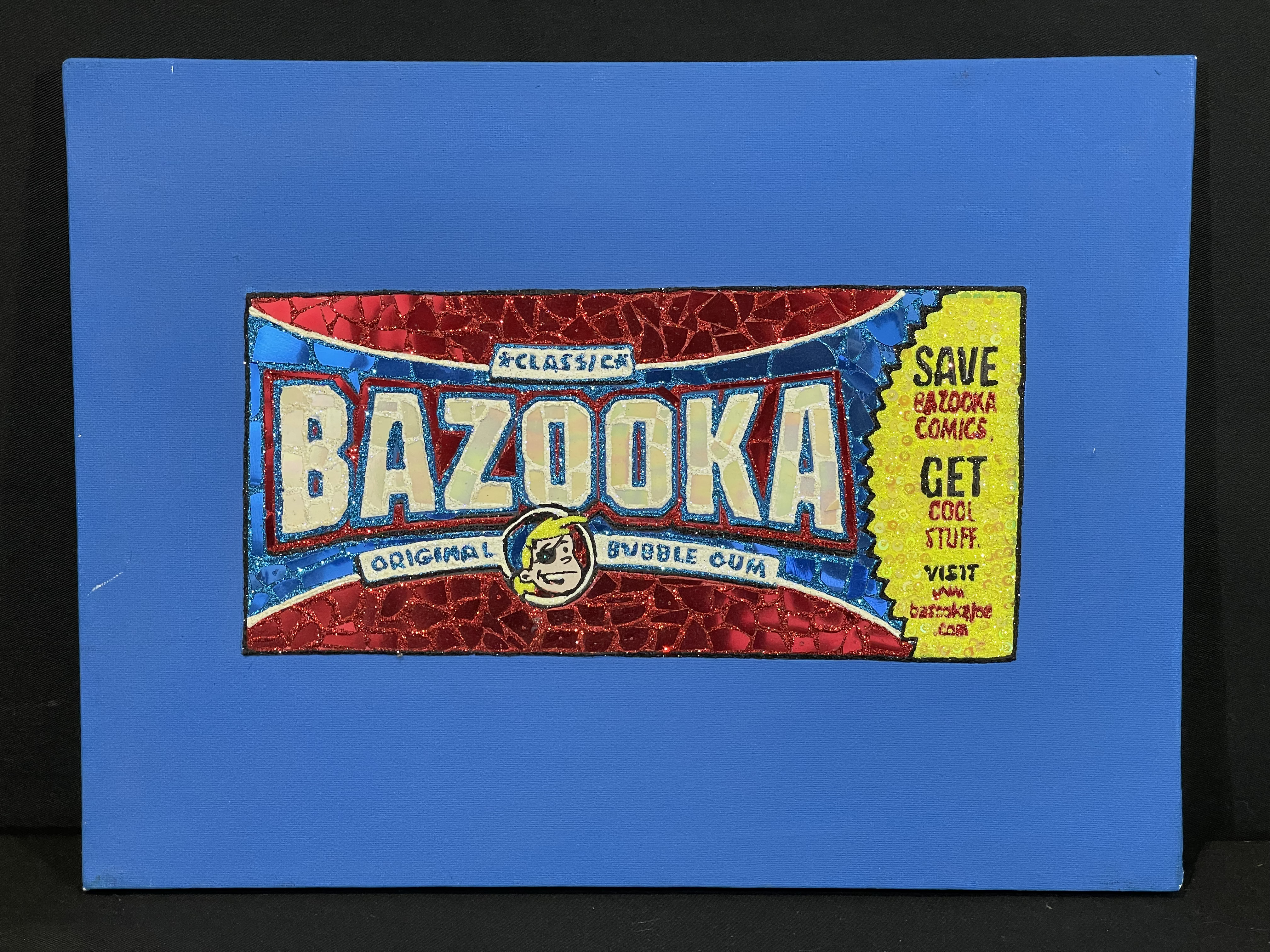 Joe Bazooka mixed media on canvas by Marty Thornton.