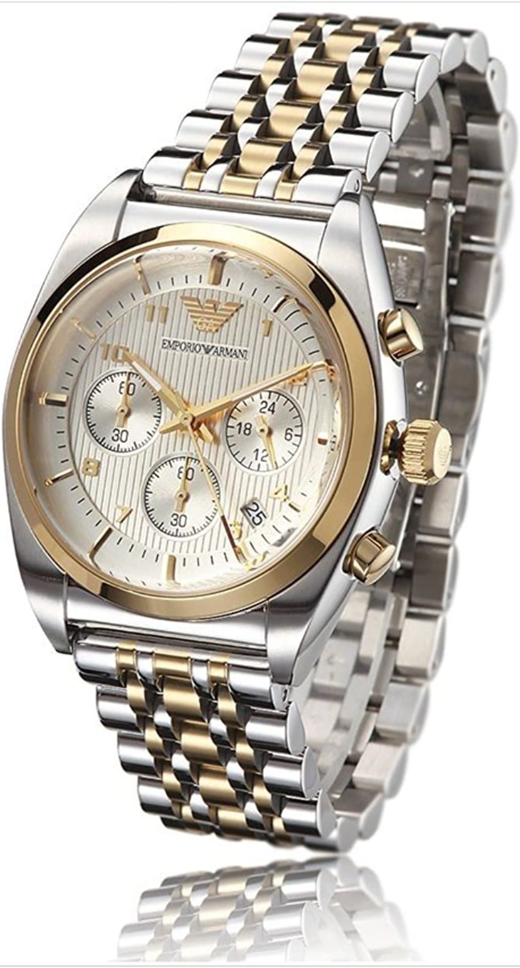 Emporio Armani AR0396 Men's two Tone Gold & Silver Quartz Chronograph Watch