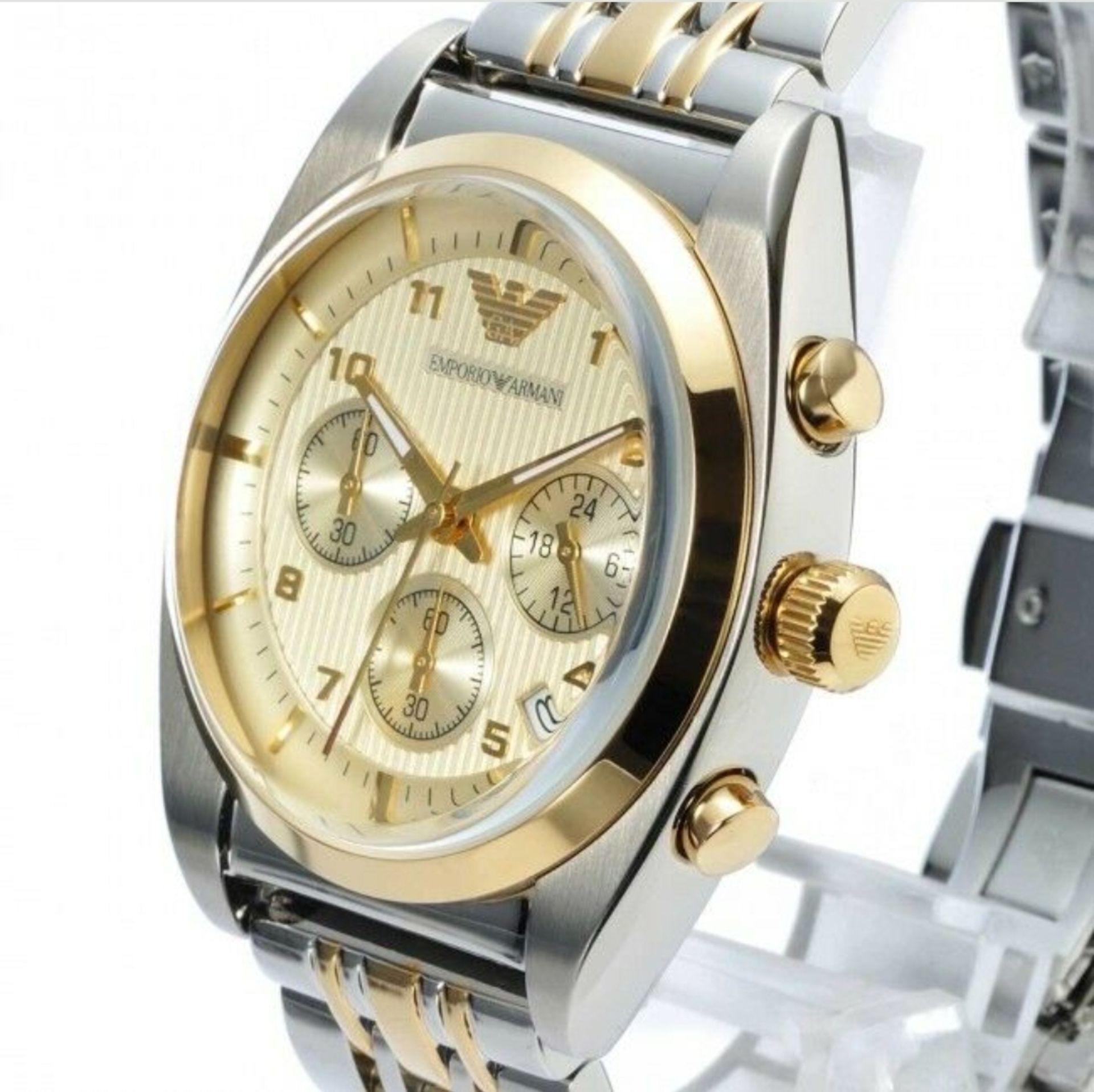 Emporio Armani AR0396 Men's two Tone Gold & Silver Quartz Chronograph Watch - Image 5 of 7