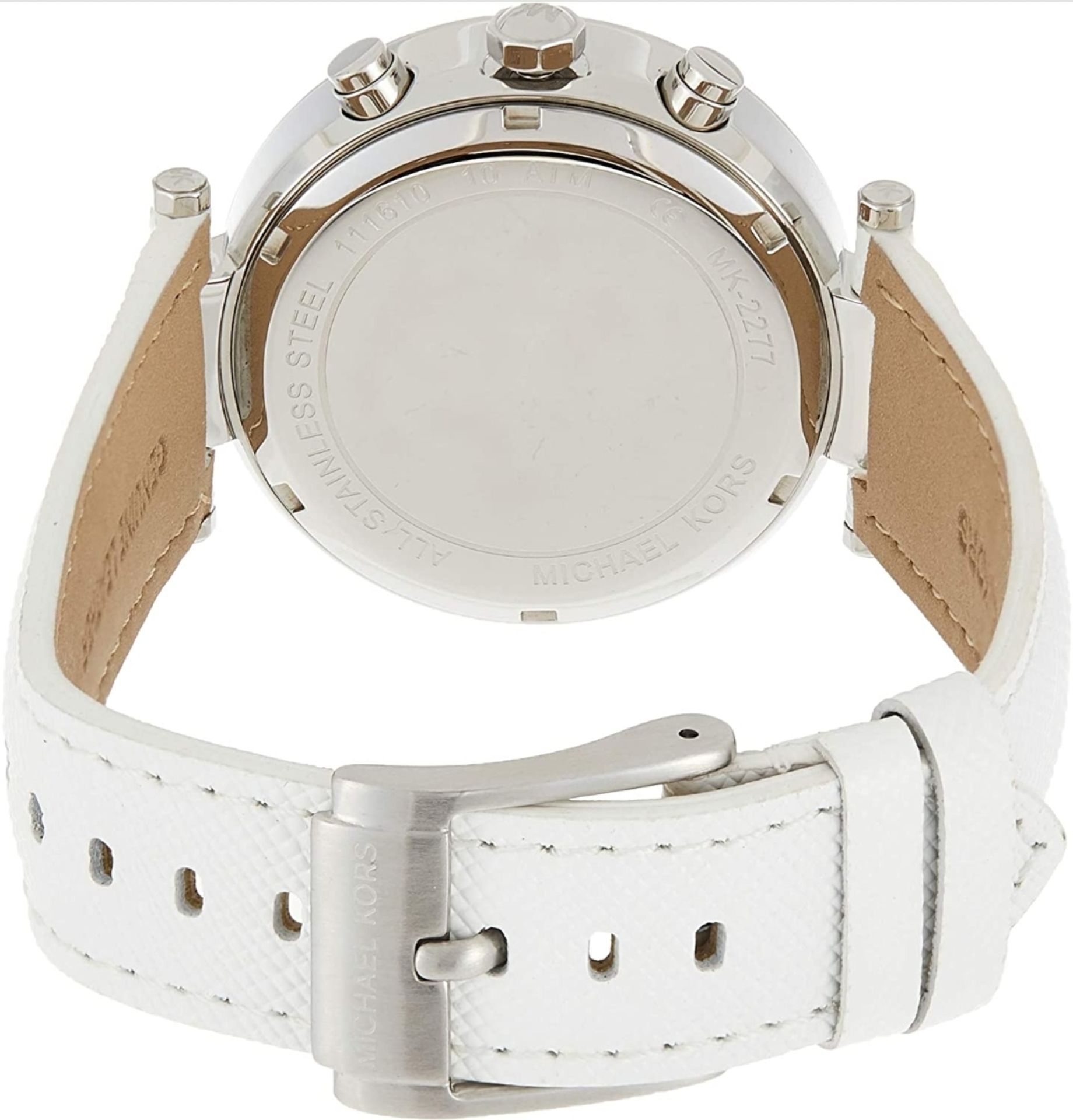 Michael Kors MK2277 Ladies Parker White Leather Strap quartz Chronograph Designer Watch - Image 4 of 8