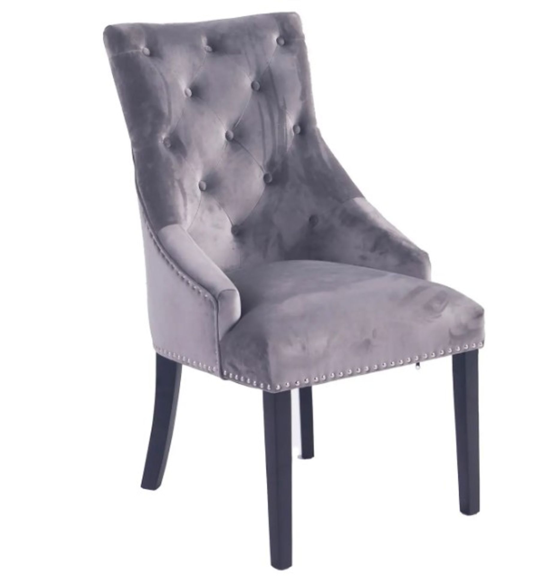 (37/5L) RRP £115. Annabelle Velvet Dining Chair Grey. (H102x W56x D72cm). - Image 3 of 22