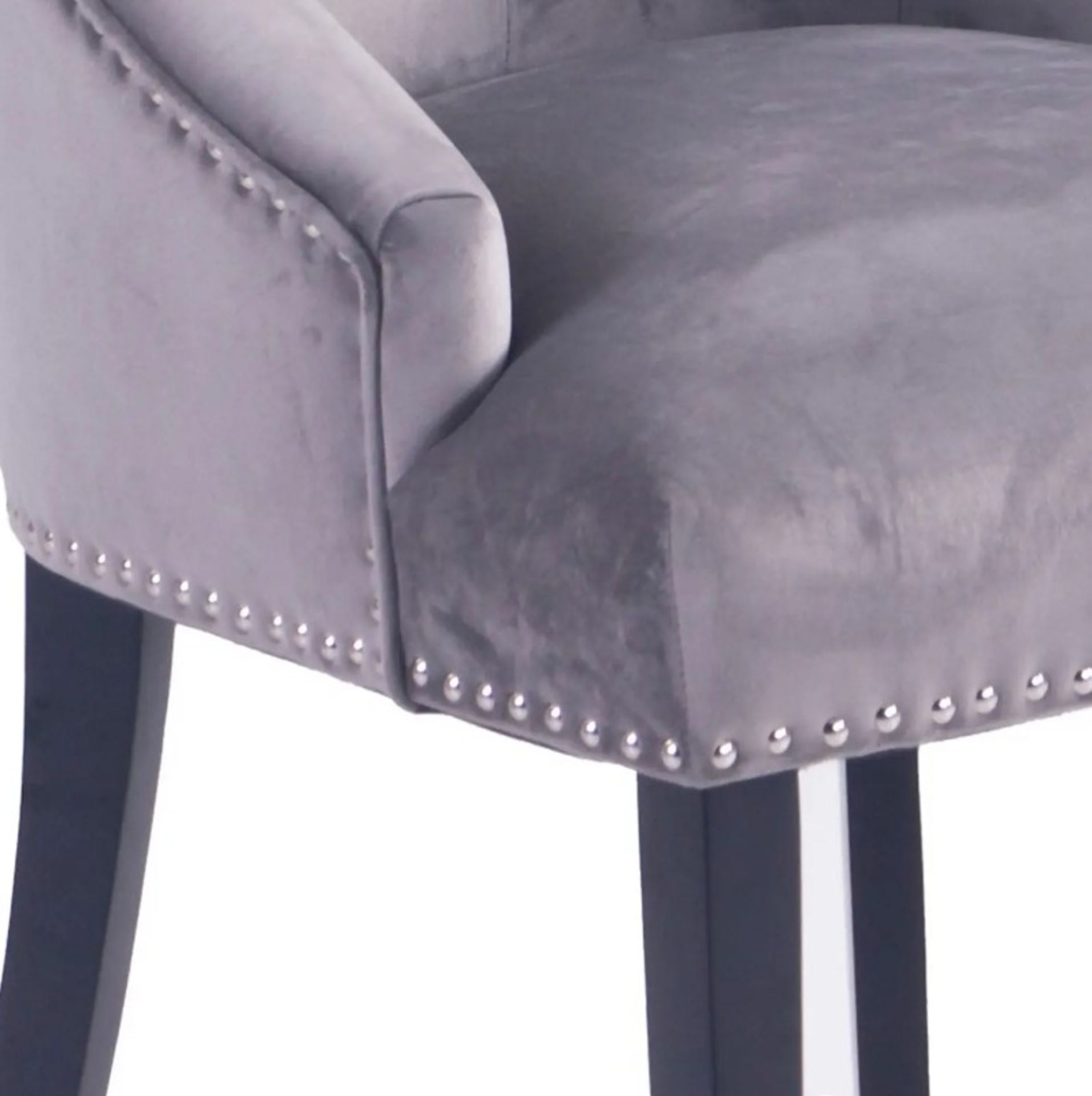 (37/5L) RRP £115. Annabelle Velvet Dining Chair Grey. (H102x W56x D72cm). - Image 12 of 22