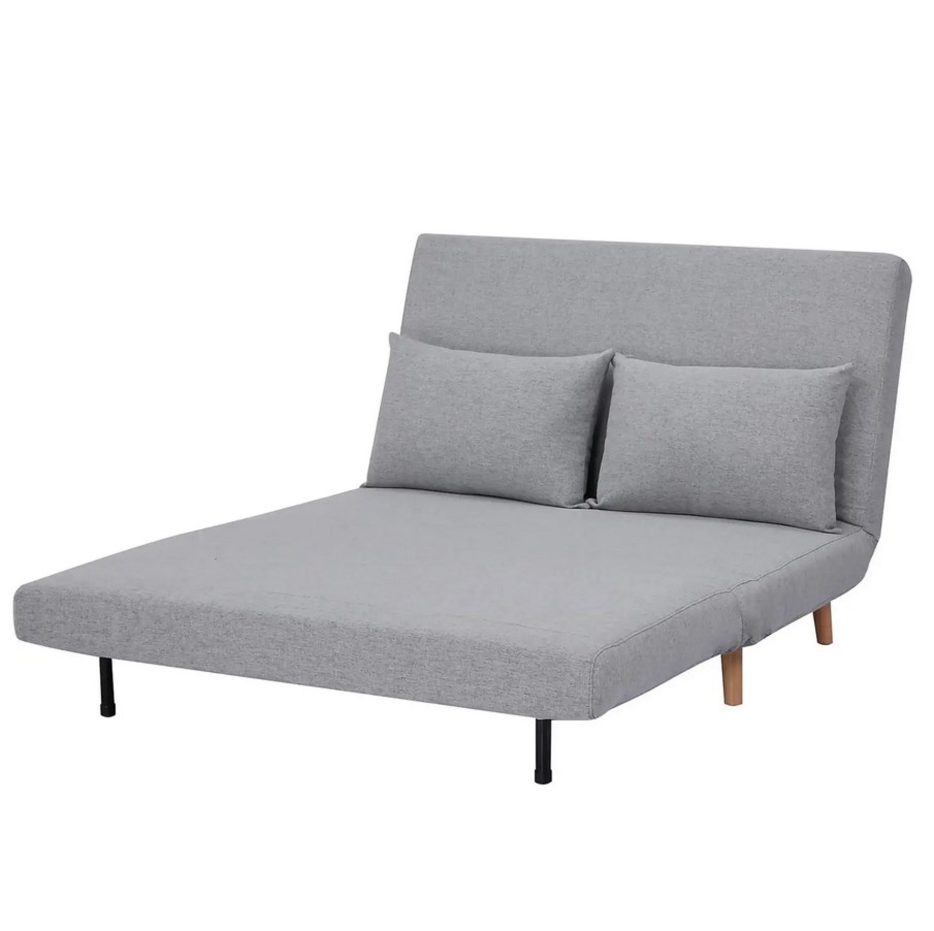 (142/P28) RRP £250. Freya Folding Sofa Bed Grey With Two Cushions. (Unit Missing Wooden Legs From... - Image 5 of 14