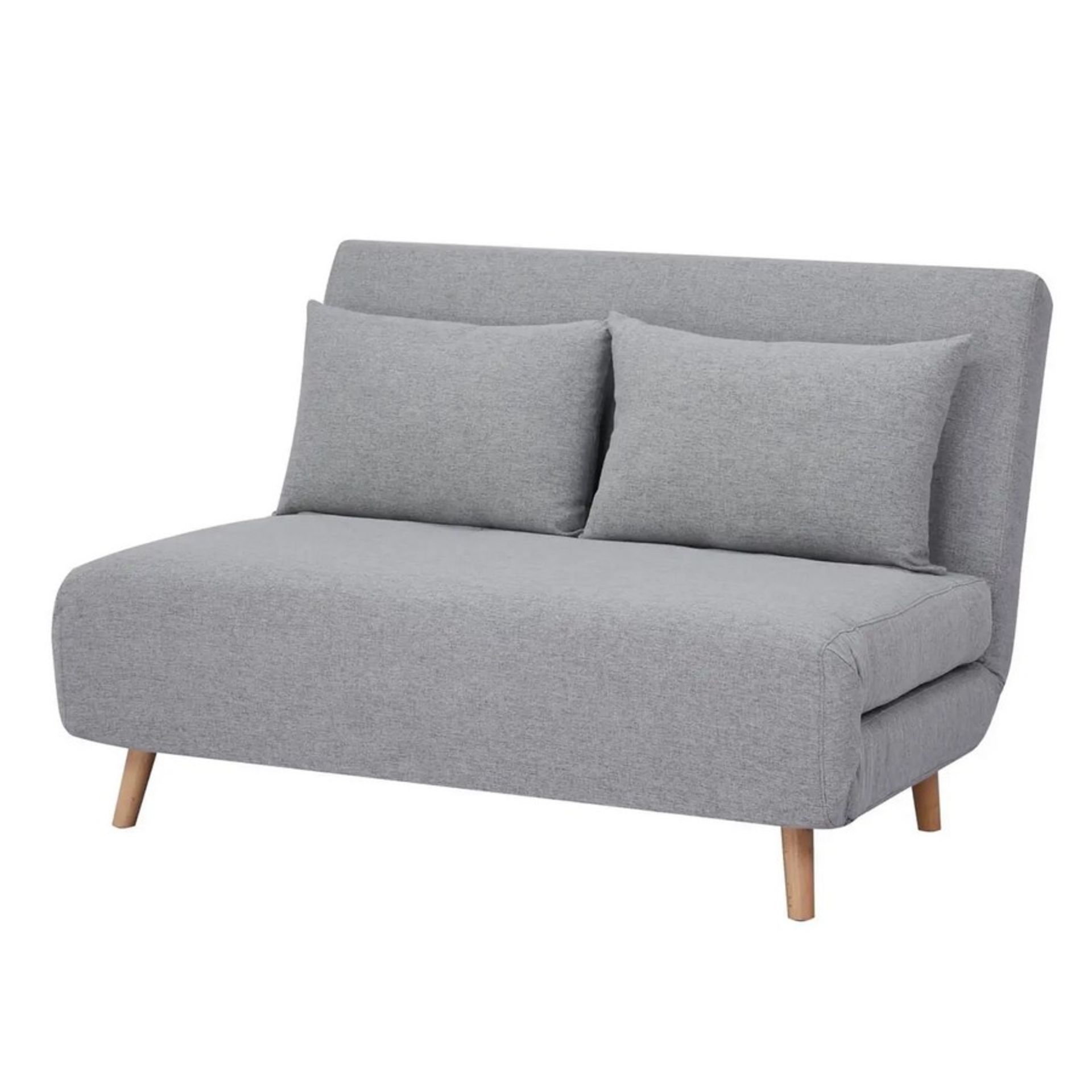 (117/P20) RRP £250. Freya Folding Sofa Bed Grey With Two Cushions. (Legs And Fixings Sealed). Dim... - Image 3 of 14