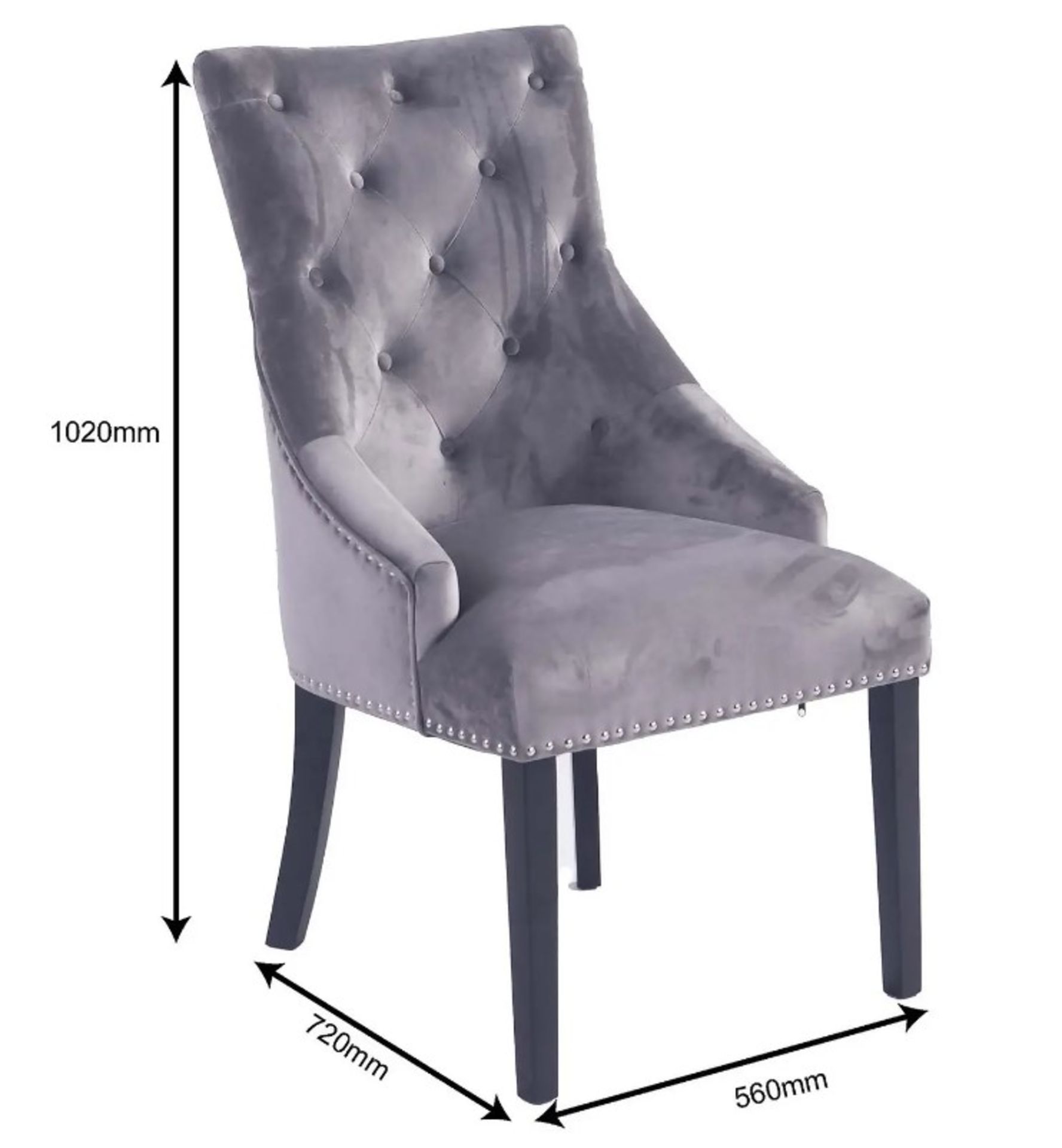 (37/5L) RRP £115. Annabelle Velvet Dining Chair Grey. (H102x W56x D72cm). - Image 14 of 22