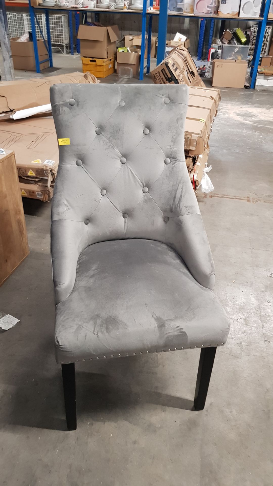 (37/5L) RRP £115. Annabelle Velvet Dining Chair Grey. (H102x W56x D72cm). - Image 16 of 22