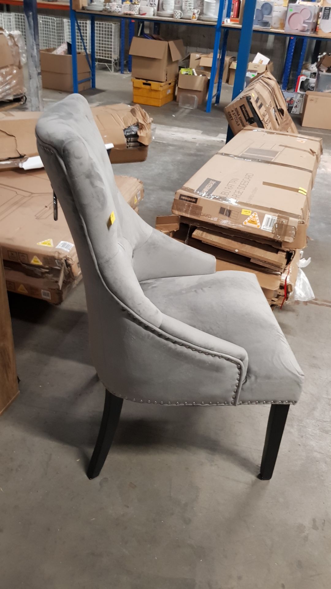 (37/5L) RRP £115. Annabelle Velvet Dining Chair Grey. (H102x W56x D72cm). - Image 19 of 22