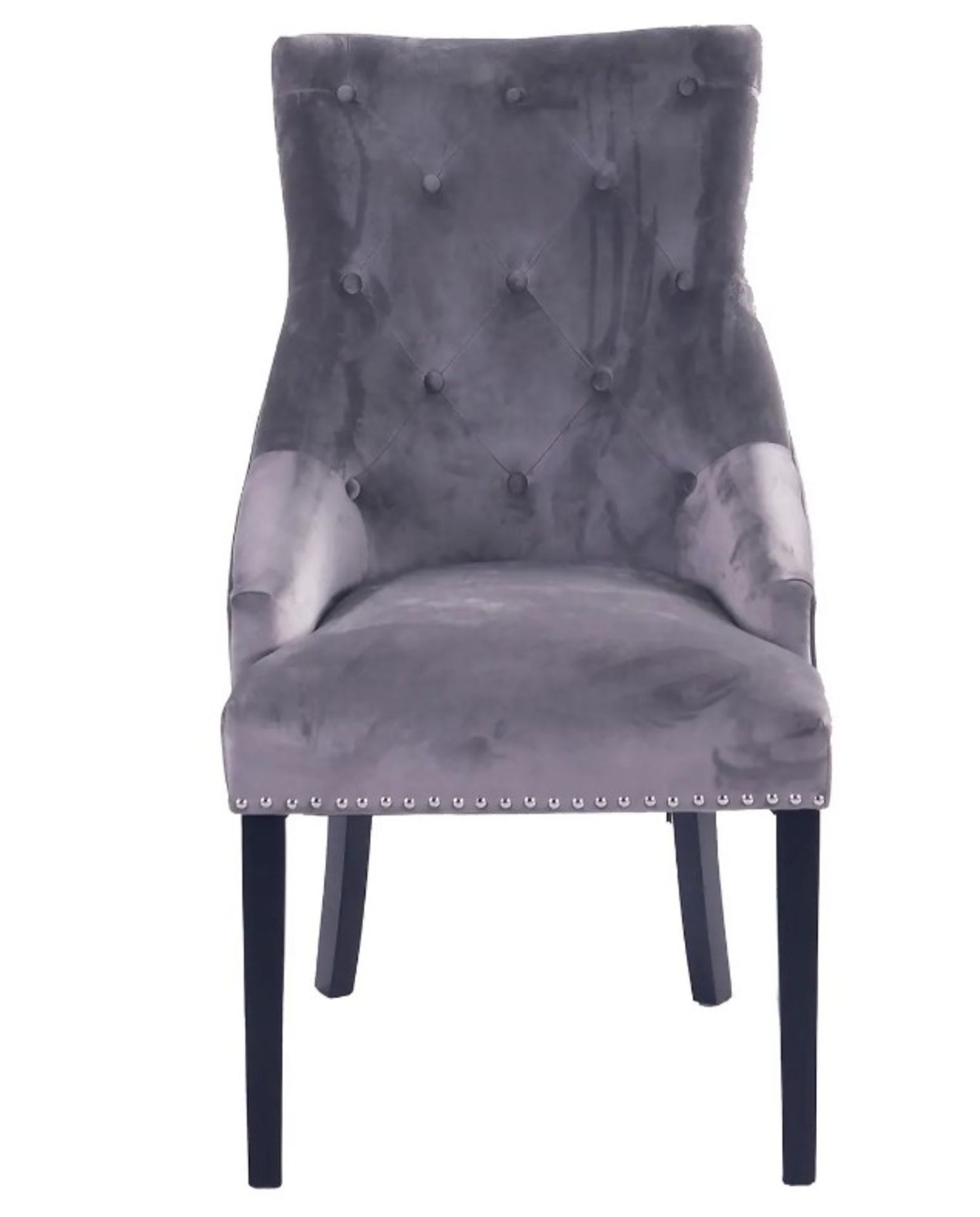 (37/5L) RRP £115. Annabelle Velvet Dining Chair Grey. (H102x W56x D72cm). - Image 6 of 22