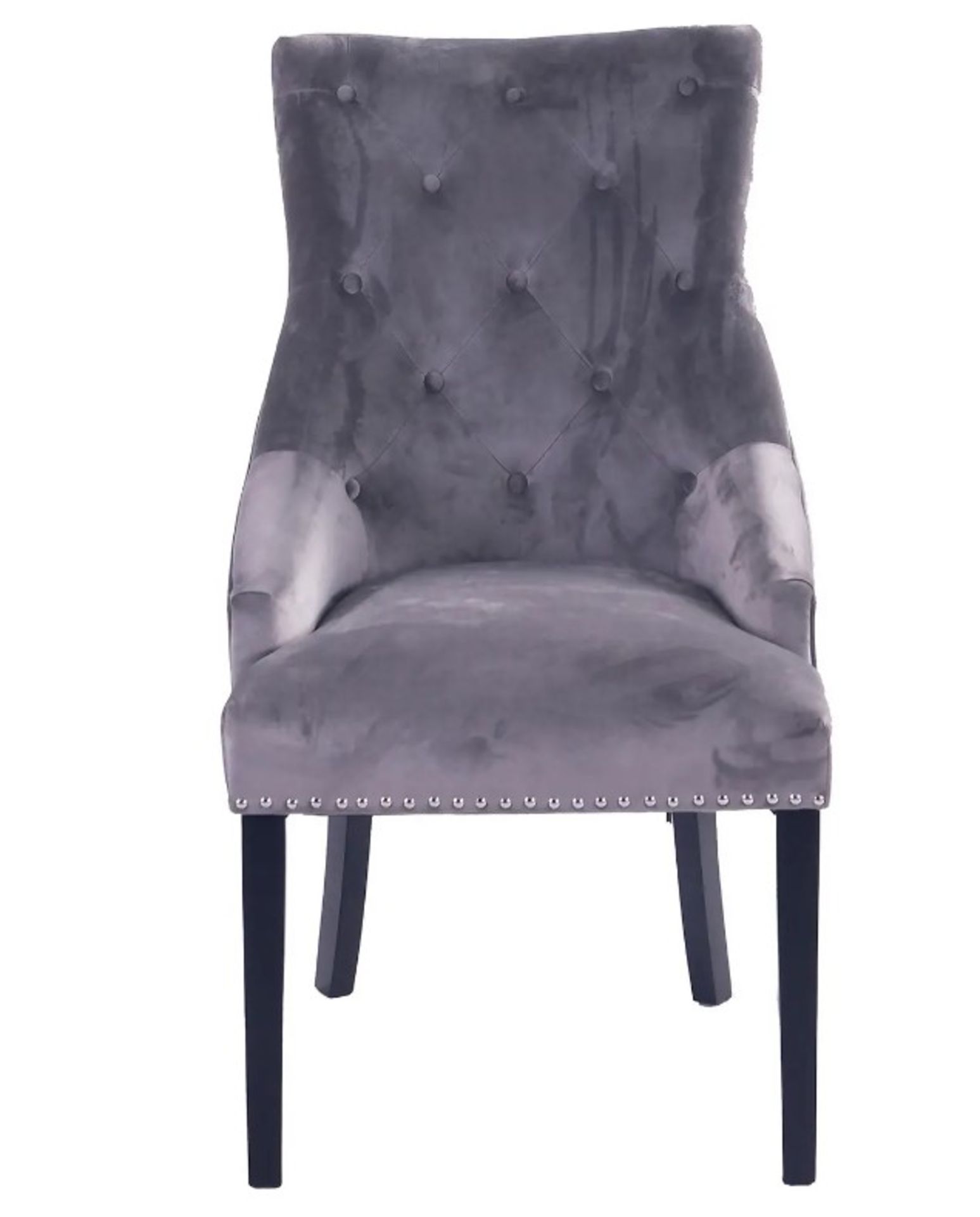 (37/5L) RRP £115. Annabelle Velvet Dining Chair Grey. (H102x W56x D72cm). - Image 5 of 22
