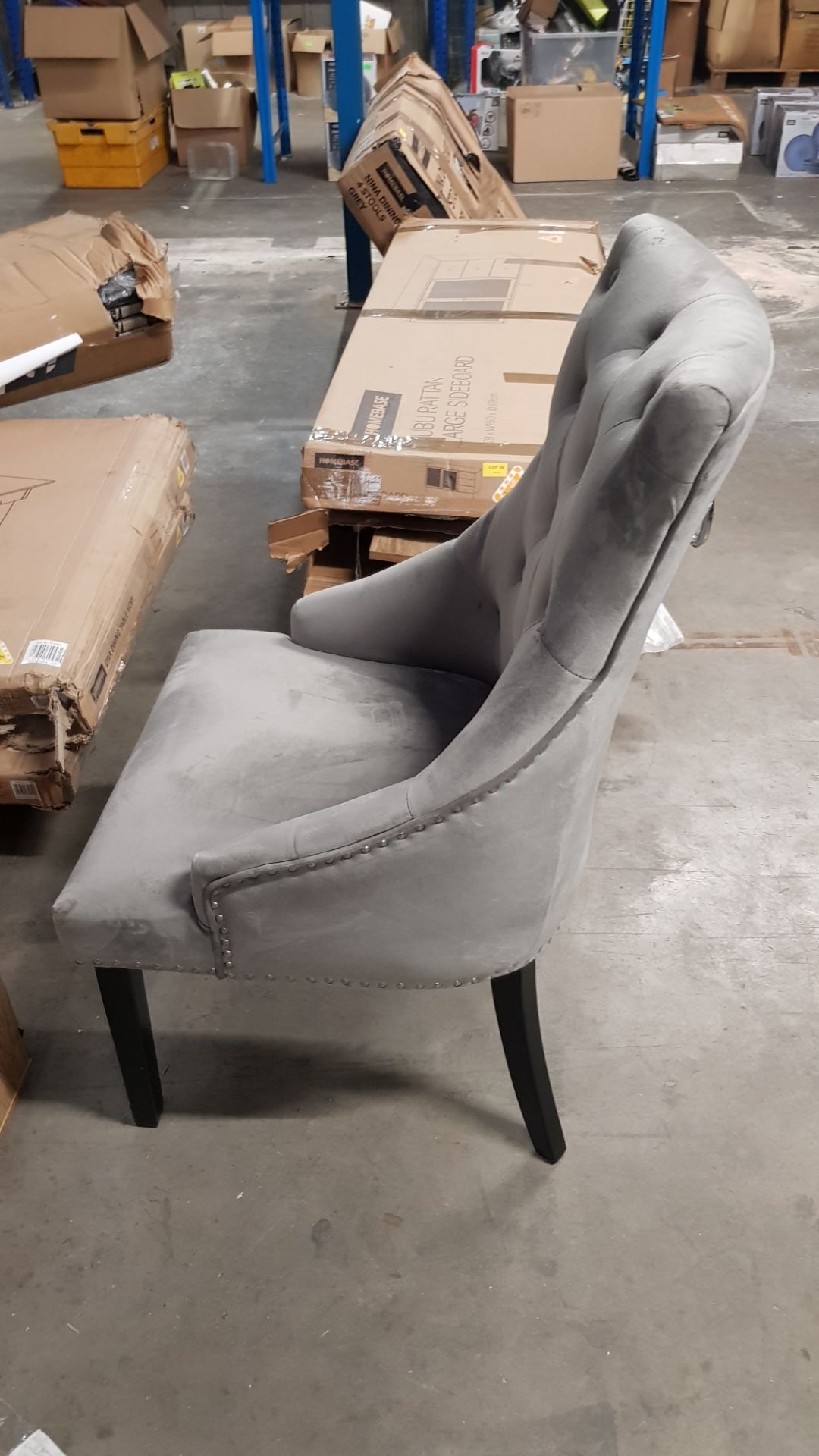 (37/5L) RRP £115. Annabelle Velvet Dining Chair Grey. (H102x W56x D72cm). - Image 21 of 22