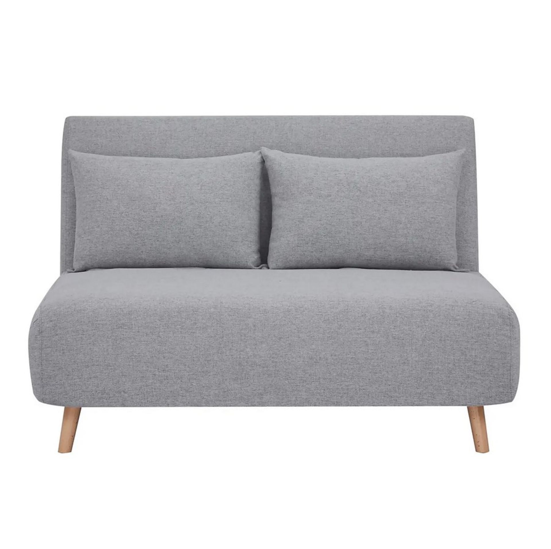 (142/P28) RRP £250. Freya Folding Sofa Bed Grey With Two Cushions. (Unit Missing Wooden Legs From... - Image 2 of 14