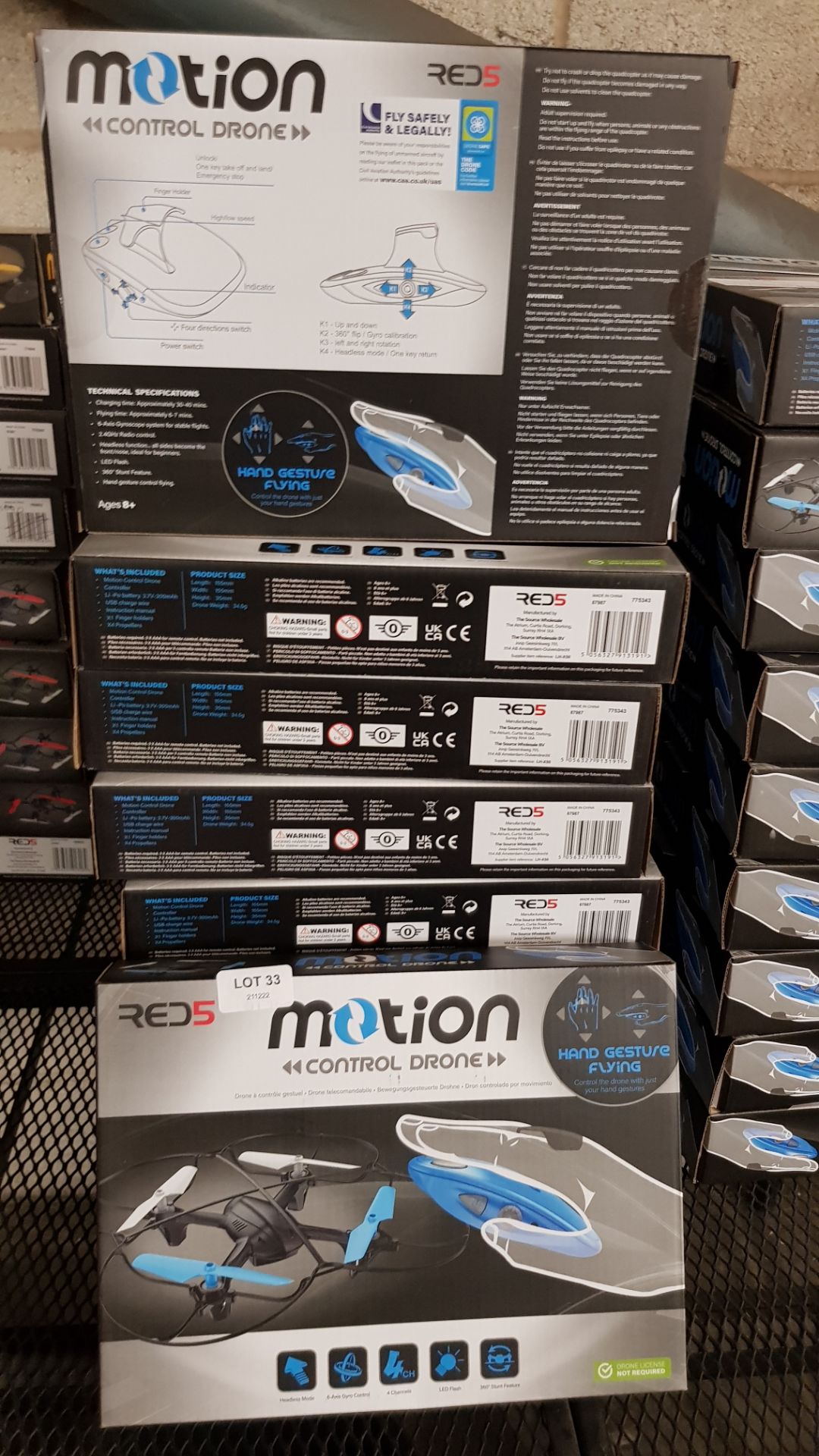 Title: (33/9F) Lot RRP £270. 9x Red5 Motion Control Drone Black/Blue RRP £30 Each. (Units Have - Image 4 of 4