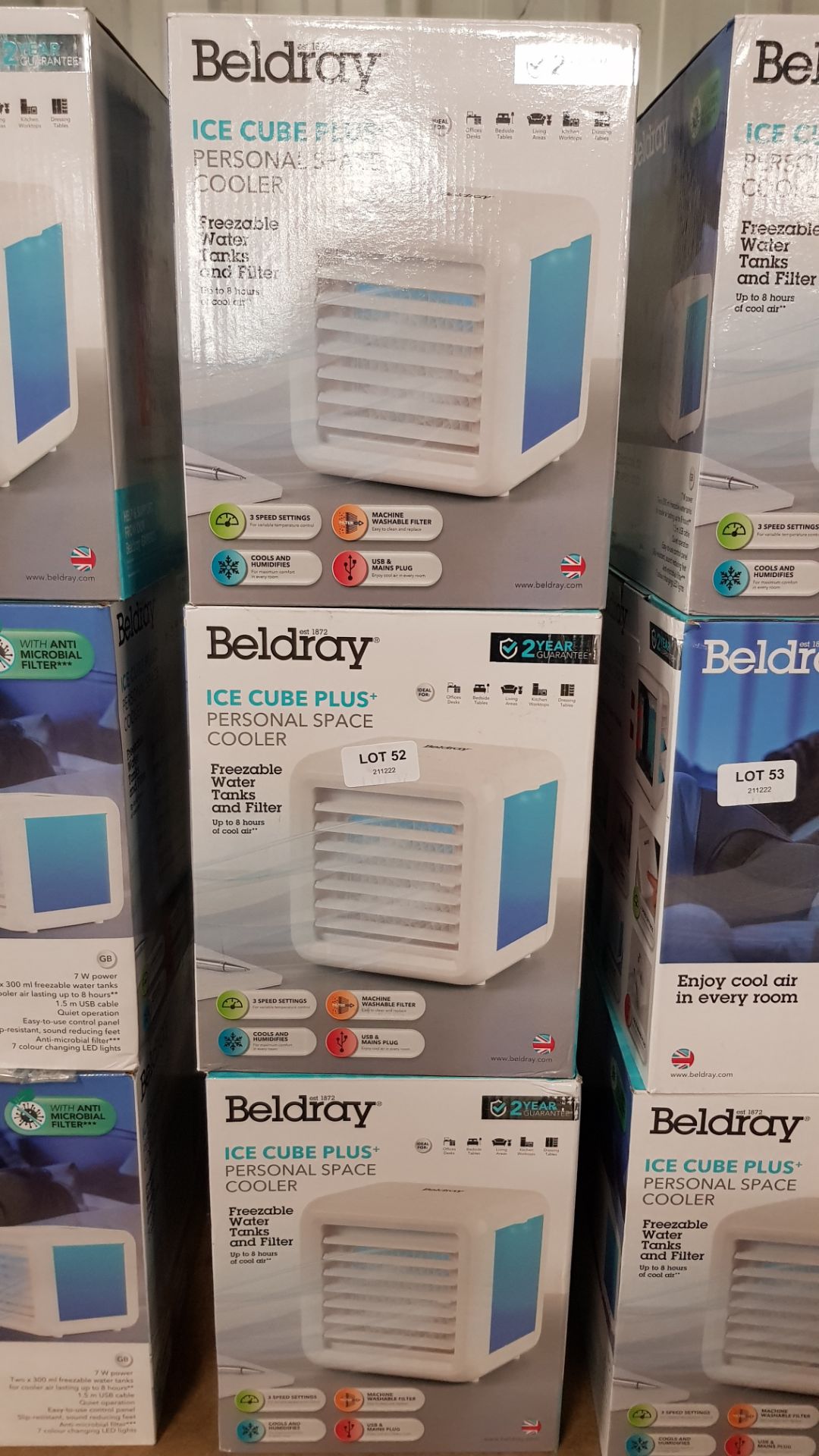 Title: (52/7A) Lot RRP £150. 5x Beldray Ice Cube Plus Personal Space Cooler Colour Changing Lights - Image 3 of 3