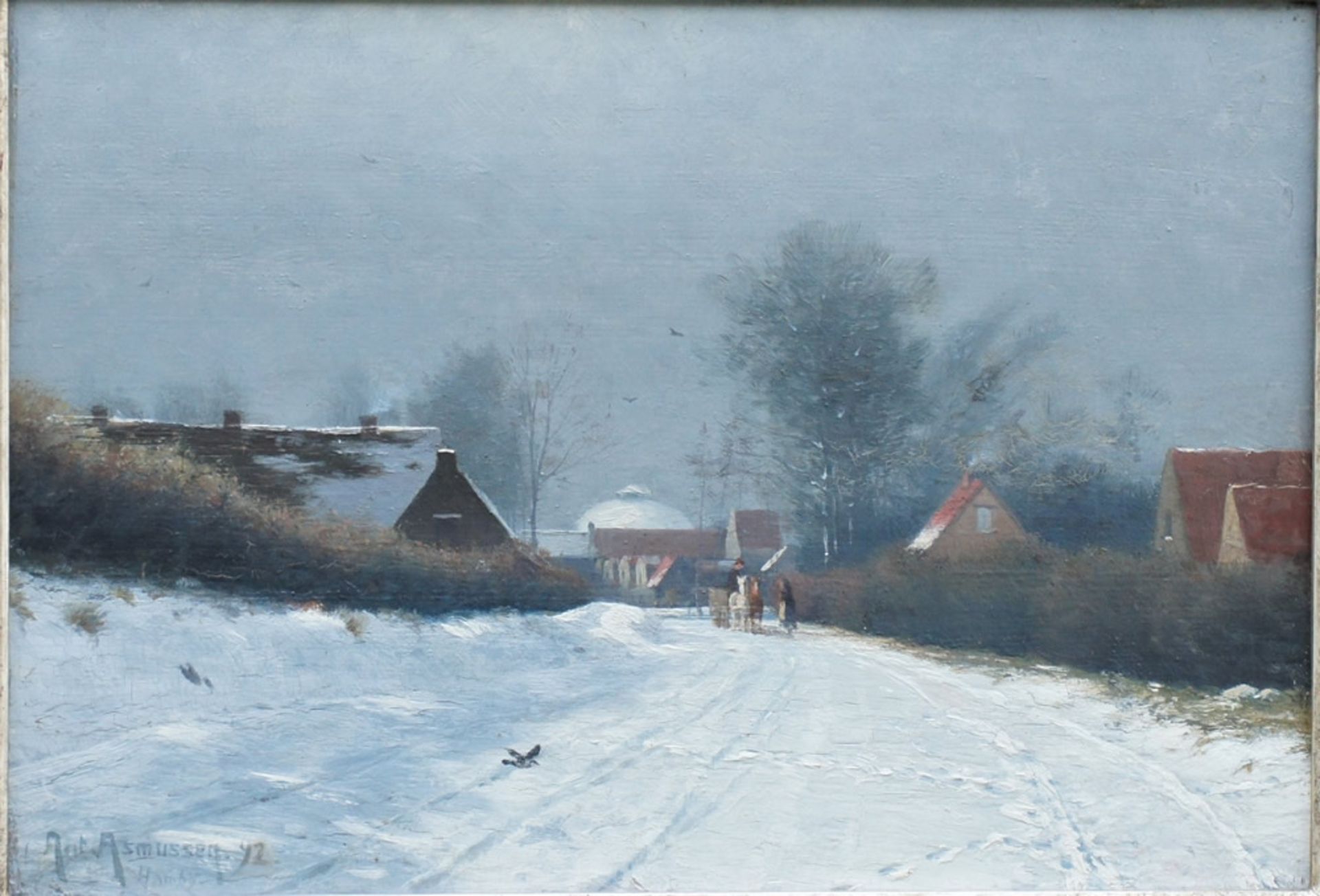 Anton K. Asmussen, Winter, Hbg. 1892, sign., 21 x 30, Öl