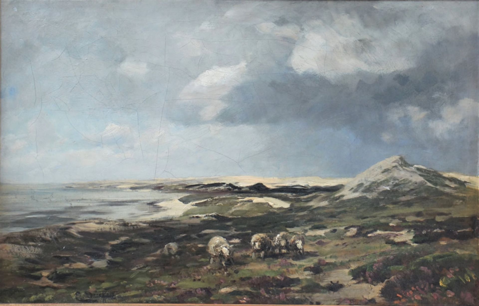 Eugen Dücker, Schafherde a.d. Ostsee, sign., 48 x 73, Öl