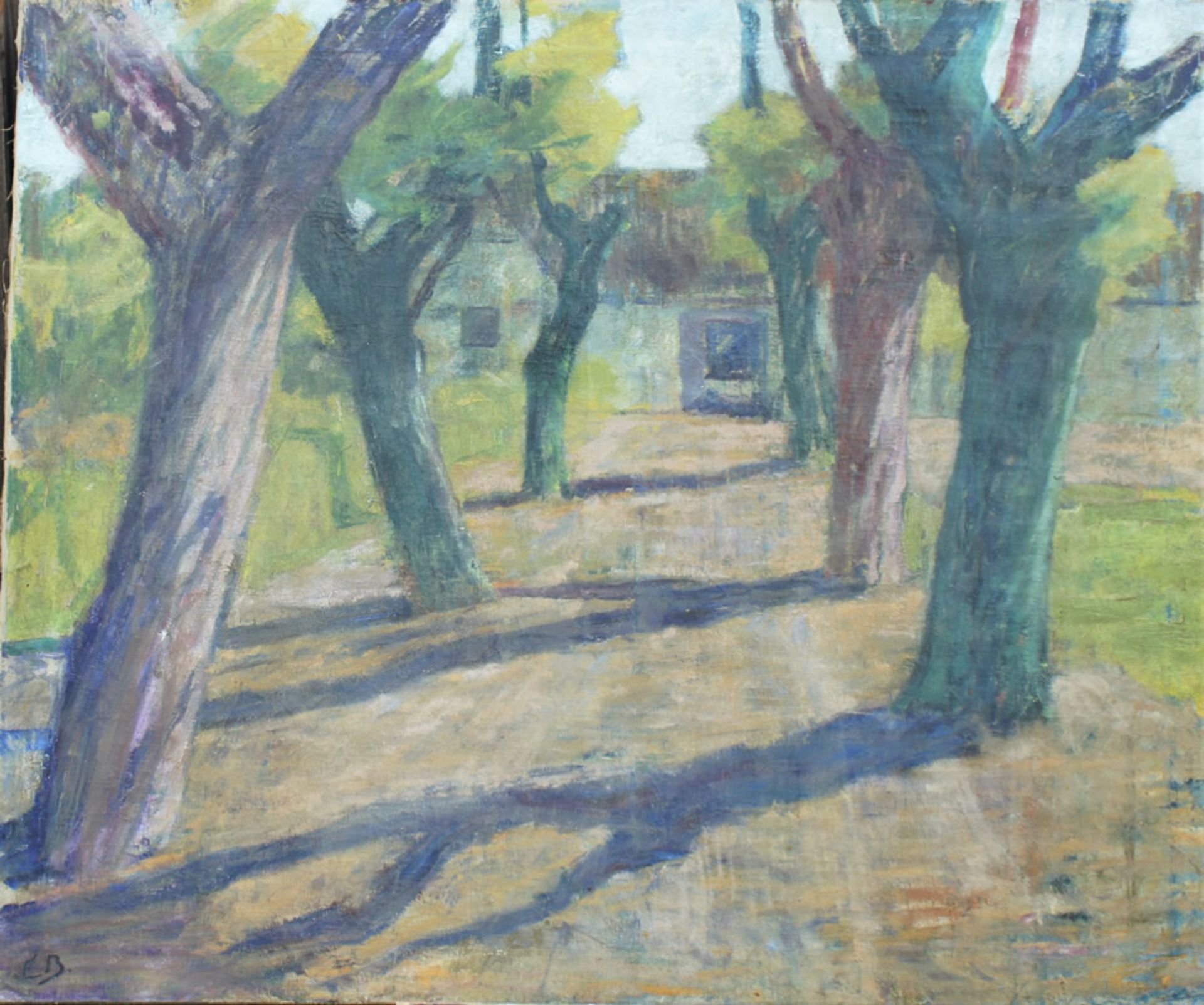 Elisabeth Büchsel, Weg zum Haus, monogr, 107 x 127, Öl