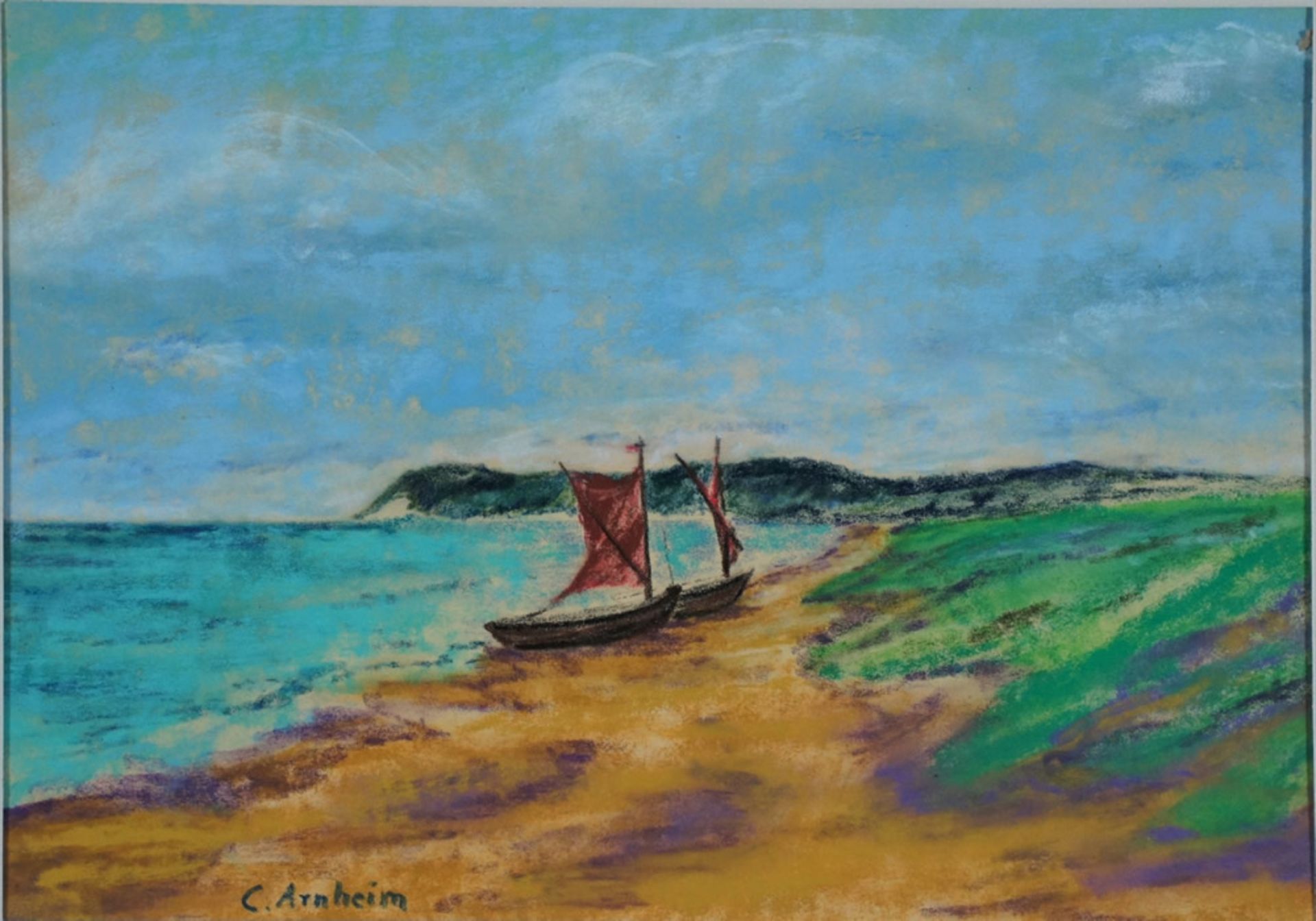 Clara Arnheim, Boote am Ufer, sign., 17 x 24, Pastell