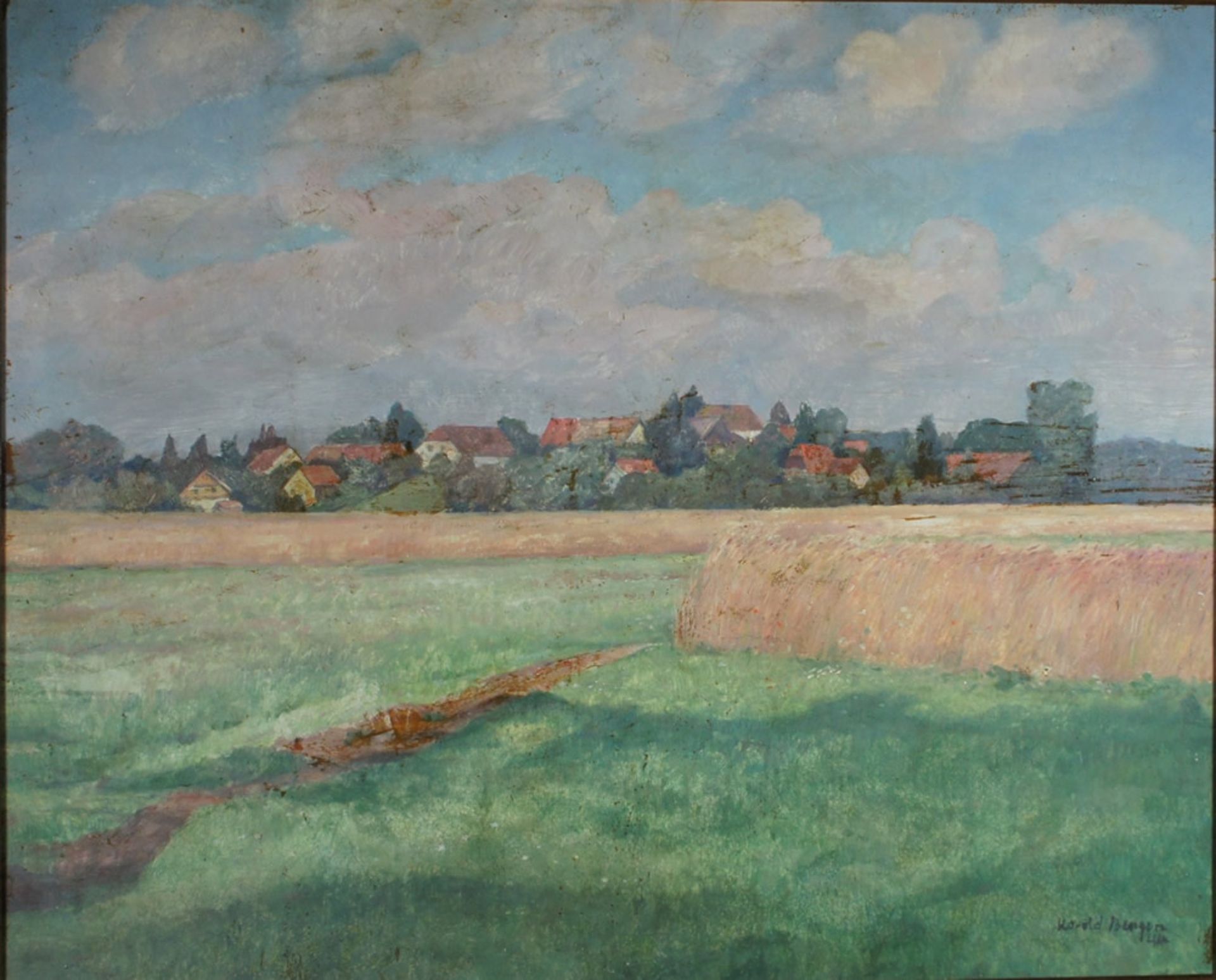 Harold T. Bengen, Blick aufs Dorf, sign., 60 x 74, Öl