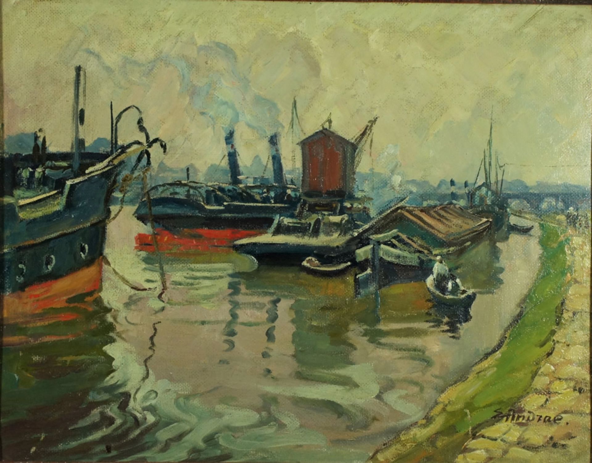 Andrae, Elisabeth, Im Hafen, Öl, 39 x 51, Sig