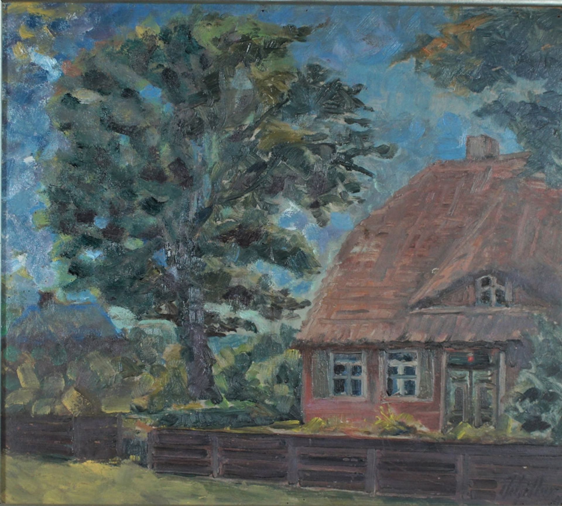 Schiller, Friedrich, Haus in Prerow, Öl, 44 x 49 cm, sign.