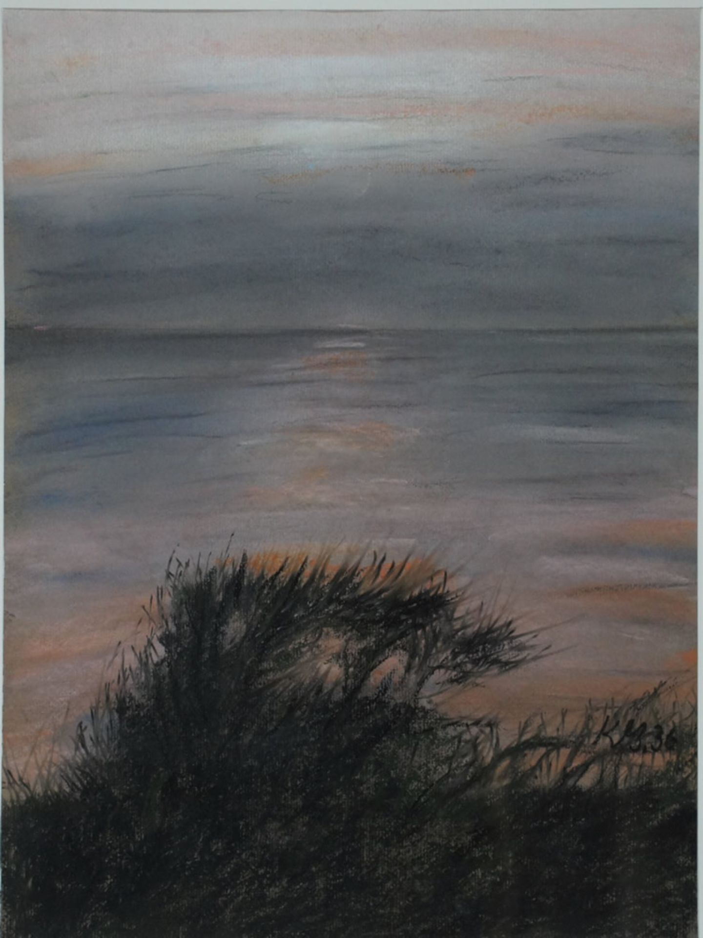 Diehn-Bitt, Kate, Abend am Meer, 1936, Pastell, 38 x 28, monogr.