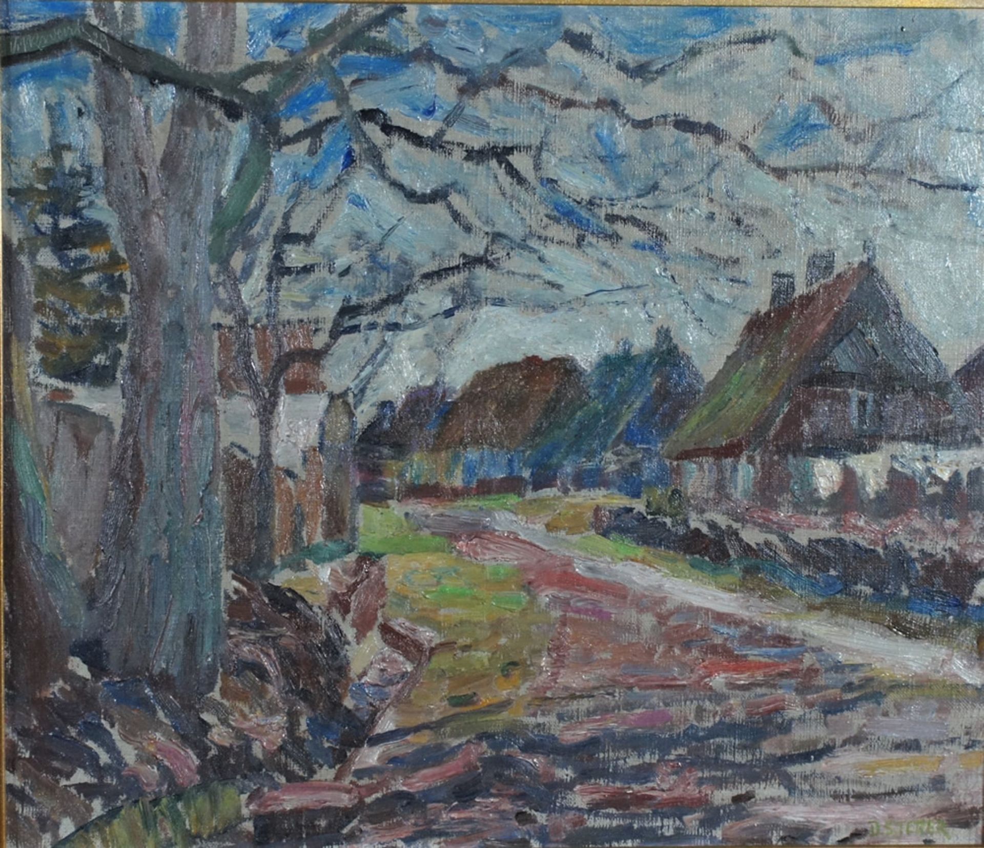 Koch-Stetter, Dora, Dorfstrasse, Öl, 40 x 47 cm, sign.