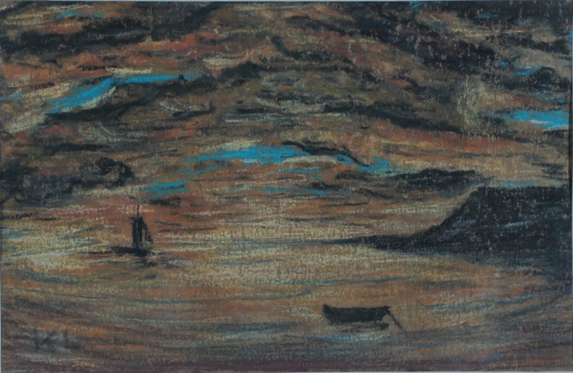 Löwenthal, Käthe, Boote vor Hiddensee, Pastell, 16 x 24 cm, monogr.