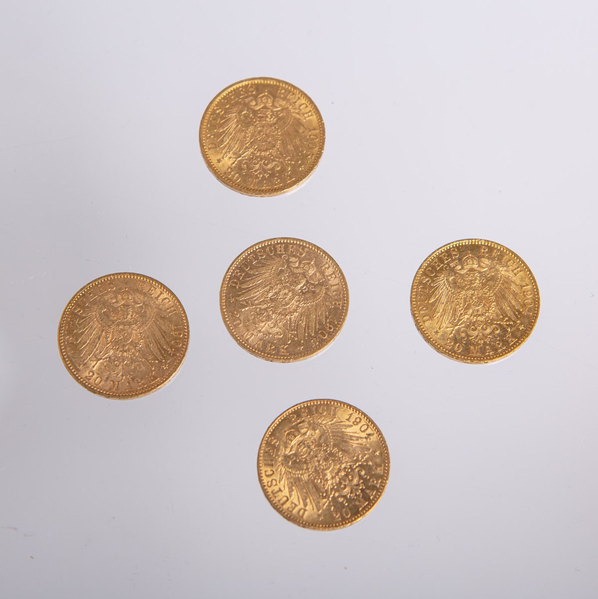 5-teiliges Konvolut von 20-Mark Münzen - Image 2 of 2
